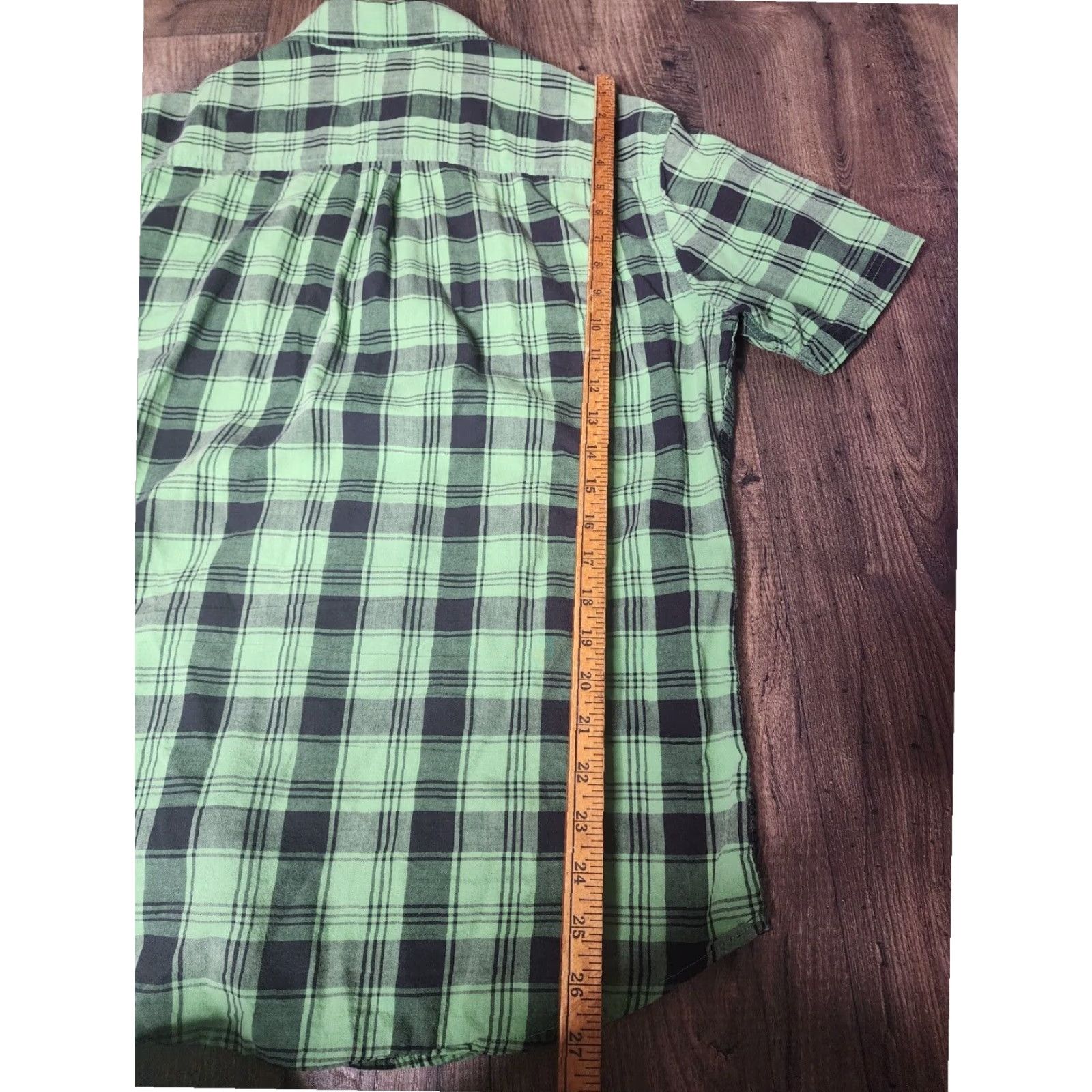 Hang Ten Hang Ten Mens XL Green Plaid Short Sleeve Button Up Shirt Western Style Cotton Size US XL / EU 56 / 4 - 2 Thumbnail