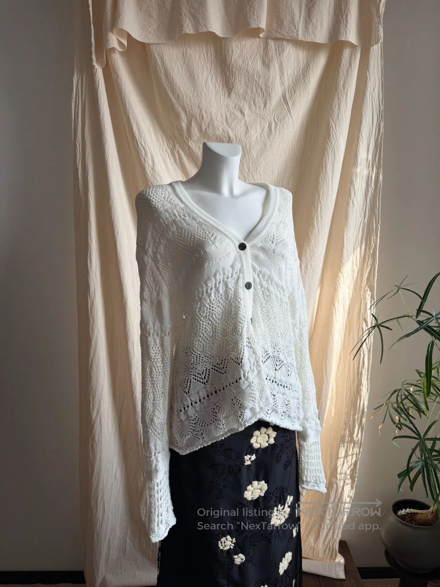 Y's Y'sforliving Cotton Knit Openwork Cardigan. Size M / US 6-8 / IT 42-44 - 2 Thumbnail