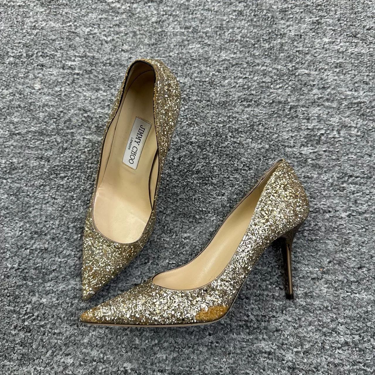 Jimmy Choo Jimmy Choo Champagne Sequin Heels 37 Size US 6 / IT 36 - 1 Thumbnail