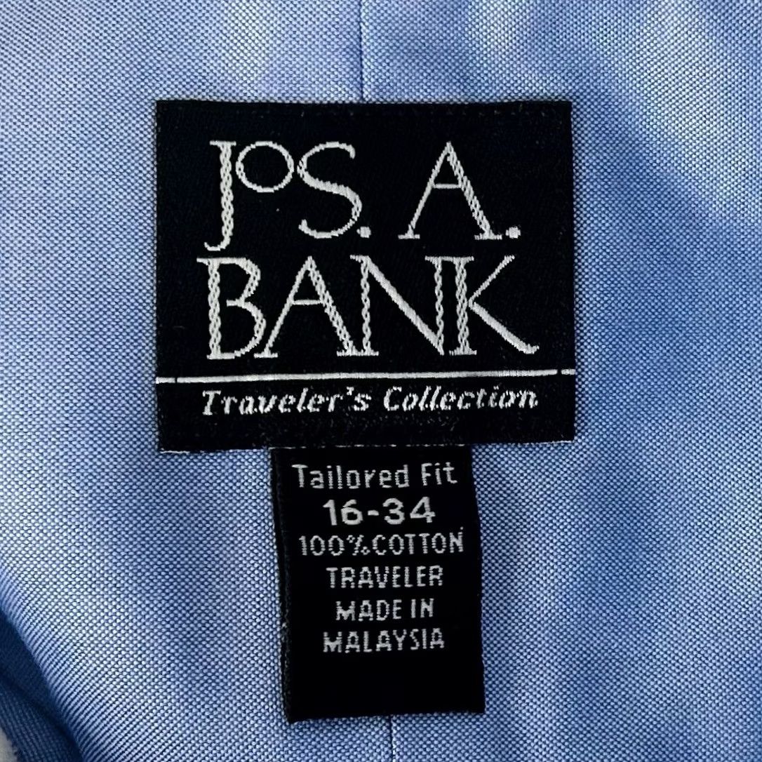 Jos. A. Bank Jos. A. Bank Dress Shirt Blue Button-Down 16 34 Tailored Fit Traveler Oxford NWT Men Regular Shirt Size 42R - 3 Thumbnail