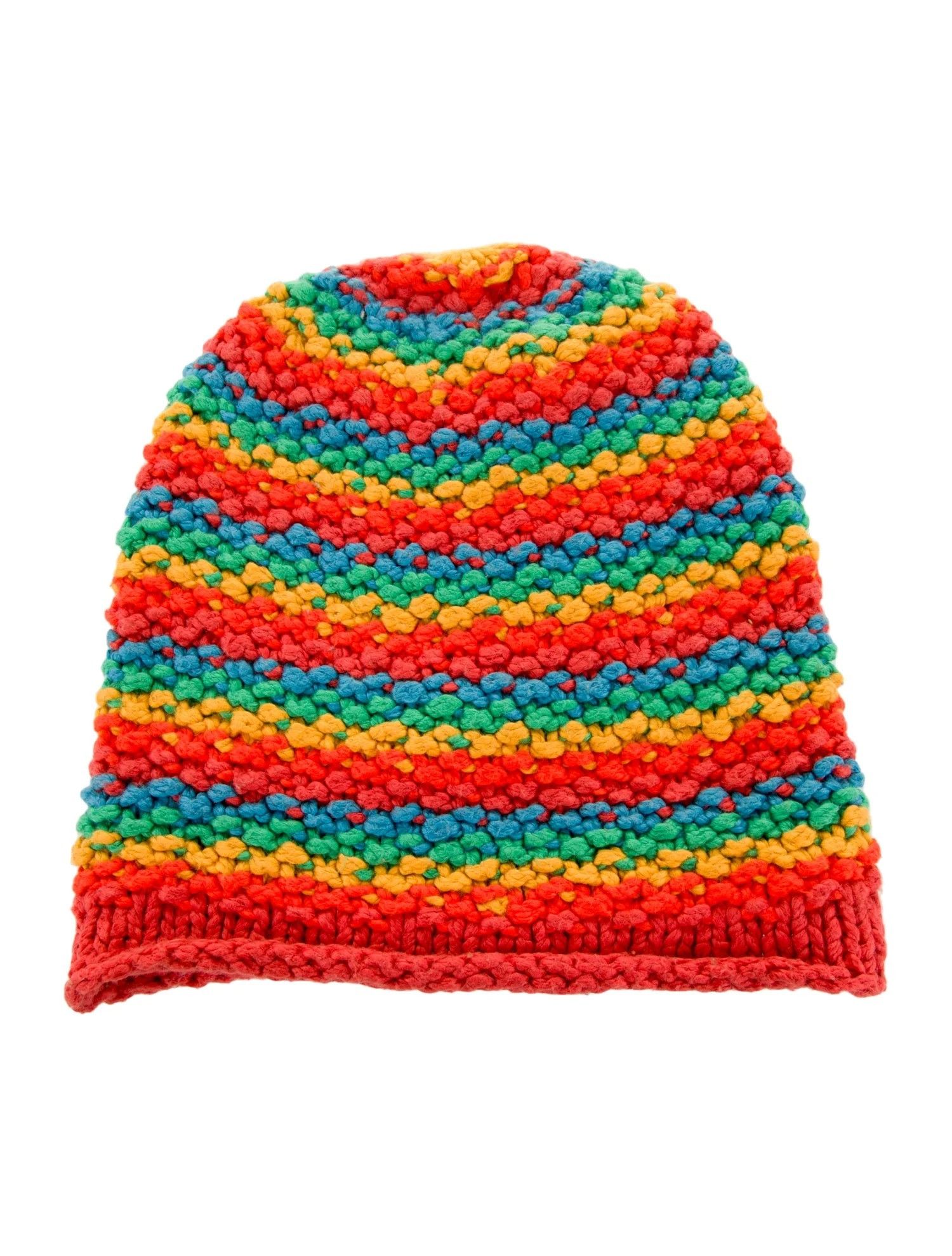 The Elder Statesman The Elder Statesman Rainbow Hand Knit Stripe Cap Size ONE SIZE - 1 Thumbnail