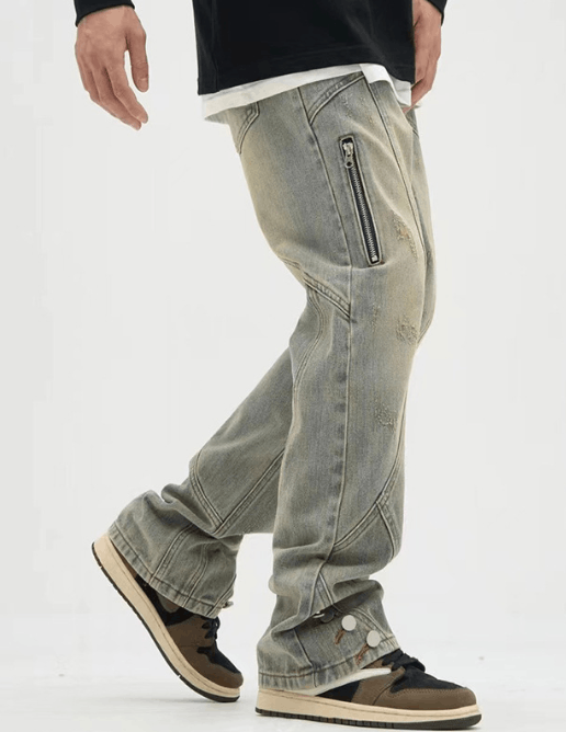Japanese Brand American retro cargo zipper trendy flared jeans Size US 34 / EU 50 - 4 Thumbnail