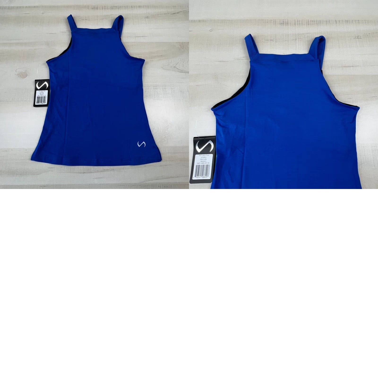 Vintage TLF Women's Athletic Tank Top XS Blue Built-In Bra Yoga Activewear Sleeveless Square Neck Mens Size XS / US 0-2 / IT 36-38 - 8 Thumbnail