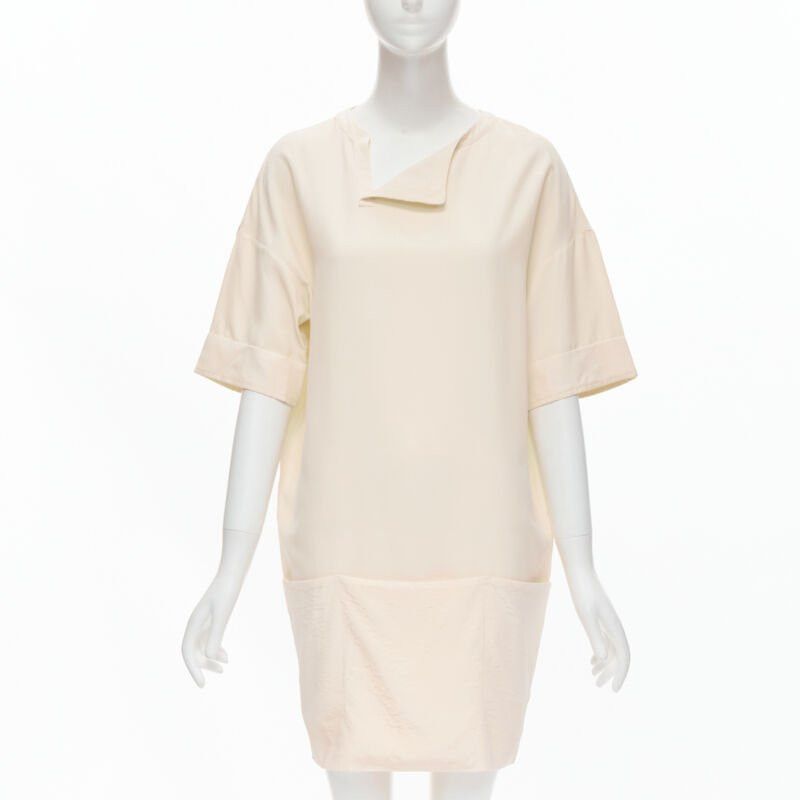 The Row THE ROW ivory cream triple pocket asymmetric collar boxy silk dress US0 XS Size XS / US 0-2 / IT 36-38 - 1 Thumbnail