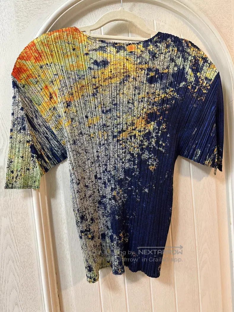 Issey Miyake Issey Miyake Starlight Blue Short-Sleeve Top Size L / US 10 / IT 46 - 2 Thumbnail