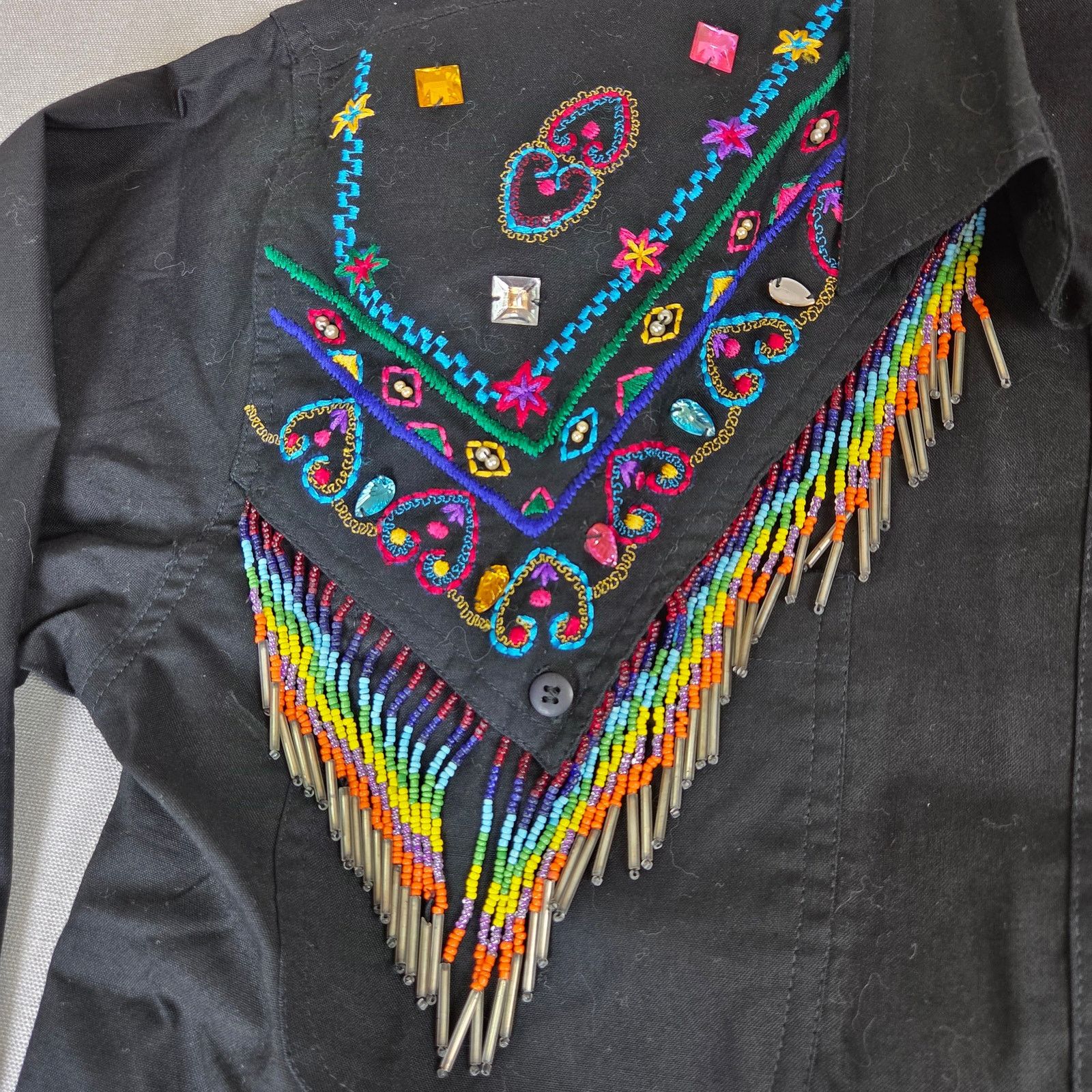 Vintage Side Saddle 1993 Beaded Western Fringe Shirt Size M / US 6-8 / IT 42-44 - 3 Thumbnail
