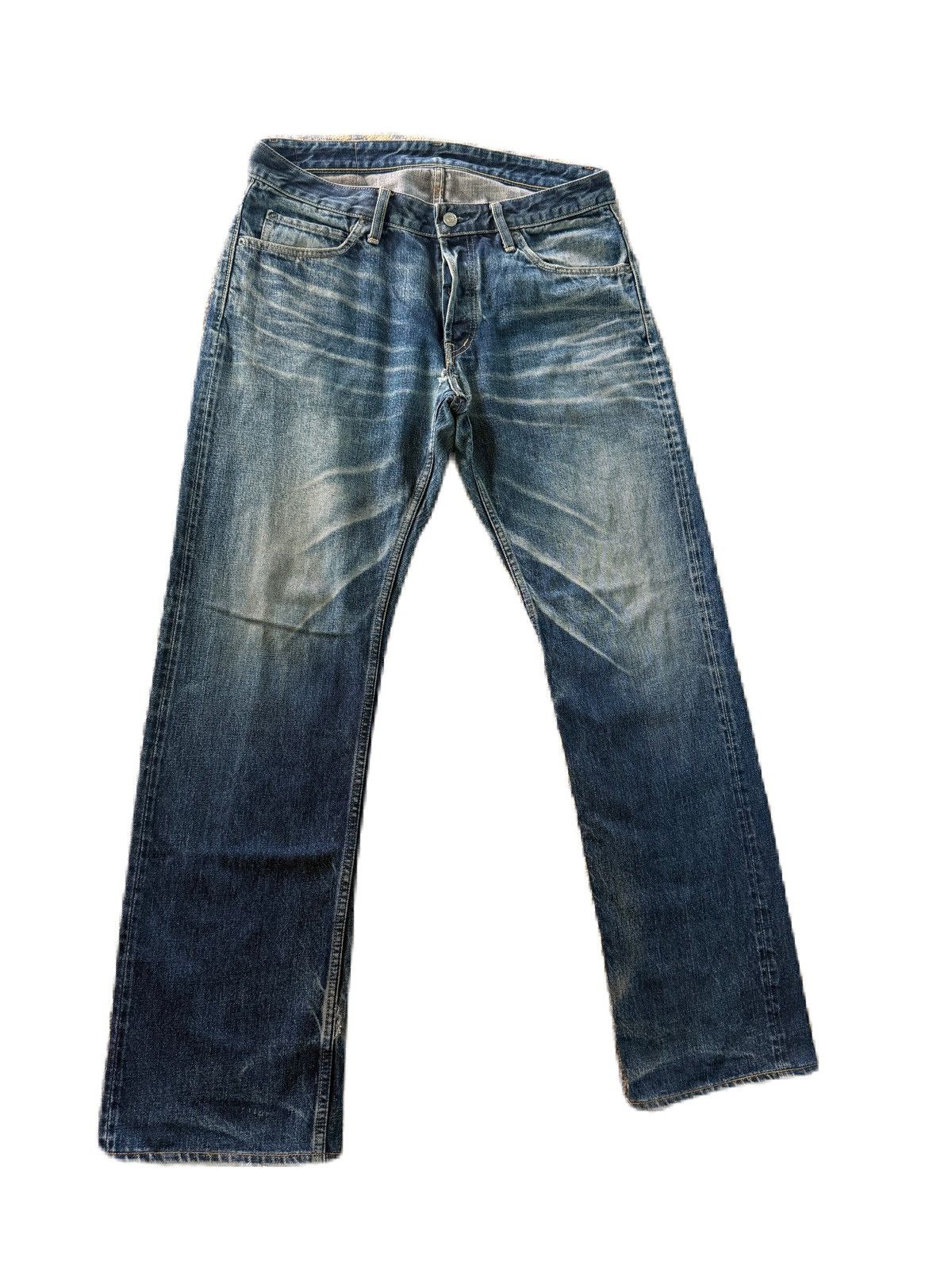 HOLLYWOOD RANCH MARKET Japan Brand HRM Distress Denim Blue-Blue Japan Design Size US 34 / EU 50 - 5 Thumbnail
