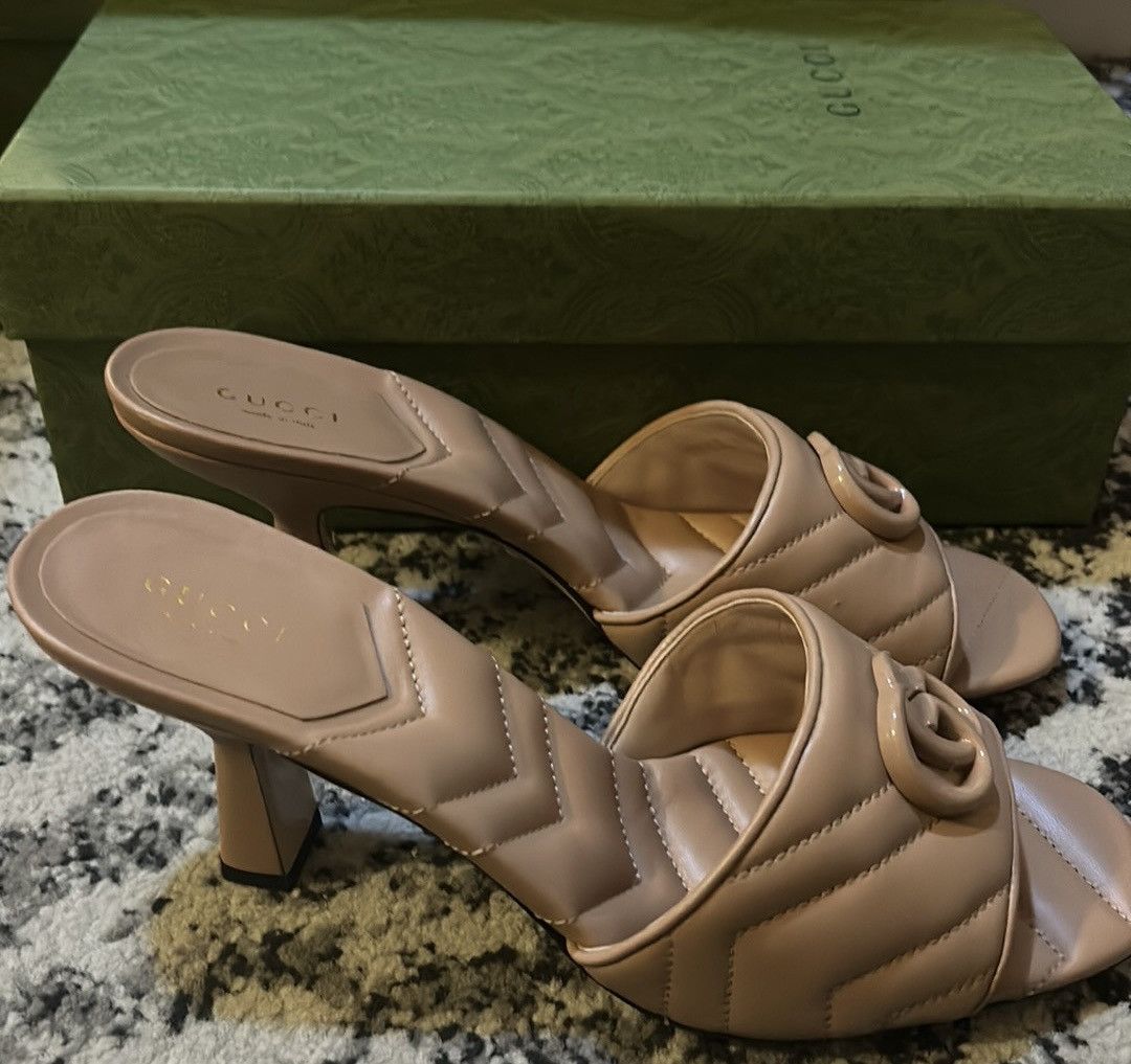 Gucci Gucci Double G Mid Heel Slide Sandal Camelia Size US 10.5 / IT 40.5 - 6 Thumbnail