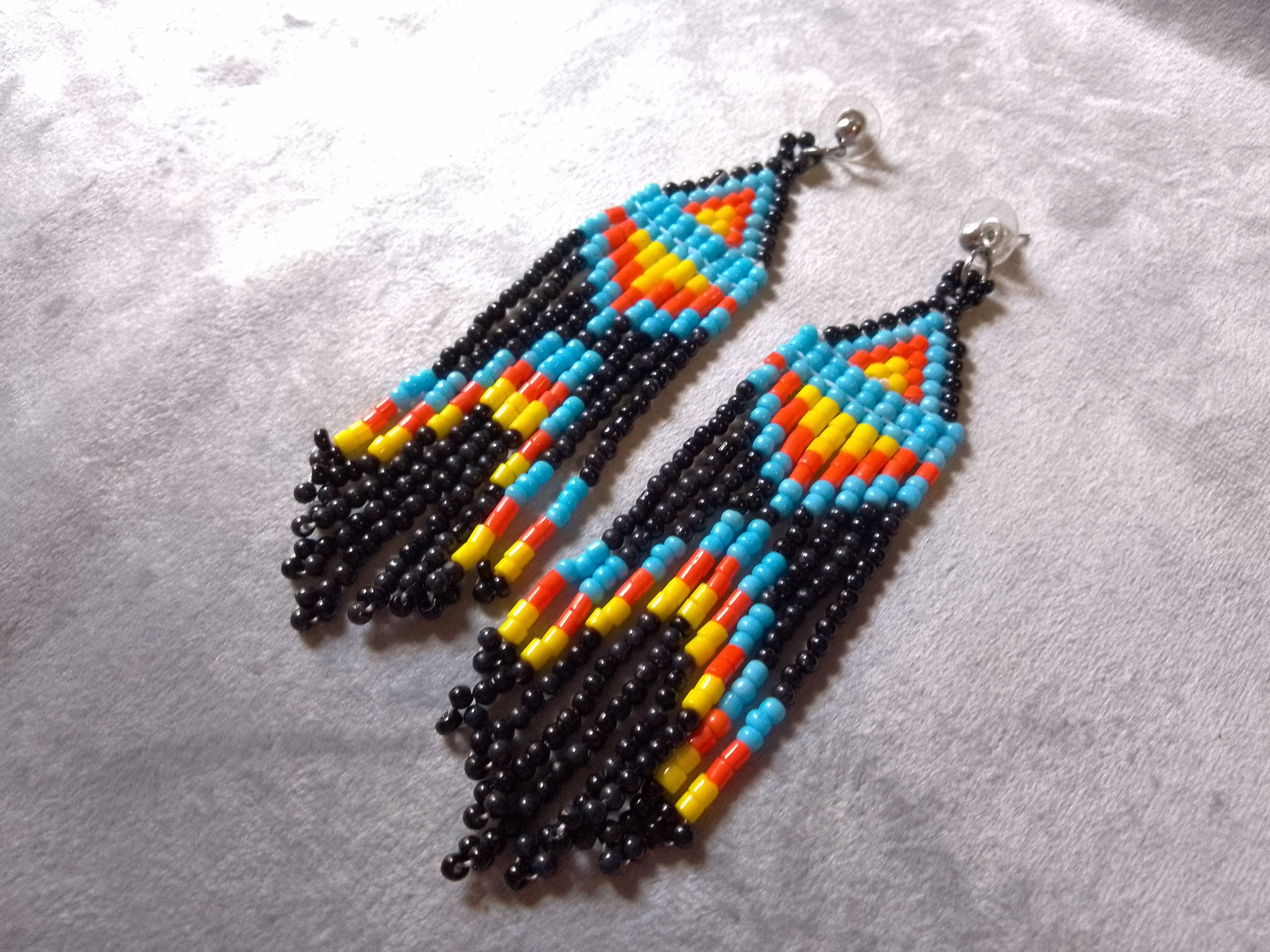 Handmade Earrings Bangs Black Ethnic. Necklace Native American Size ONE SIZE - 2 Thumbnail
