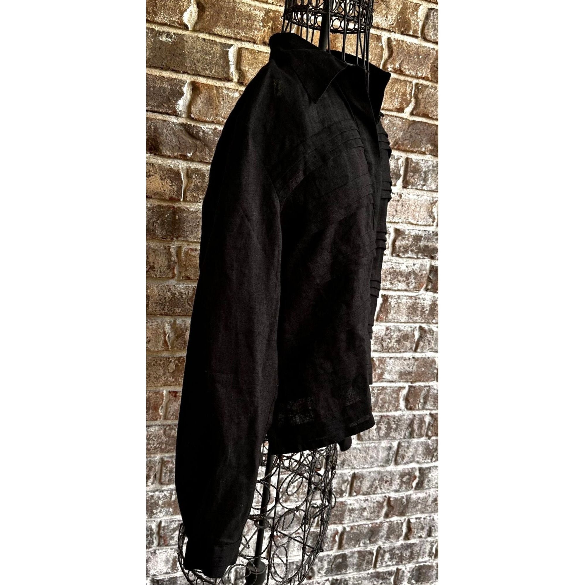 Designer × Vintage ViTG J Song Collection Blouse Size 8 Black Linen Semi Sheer Size M / US 6-8 / IT 42-44 - 8 Thumbnail