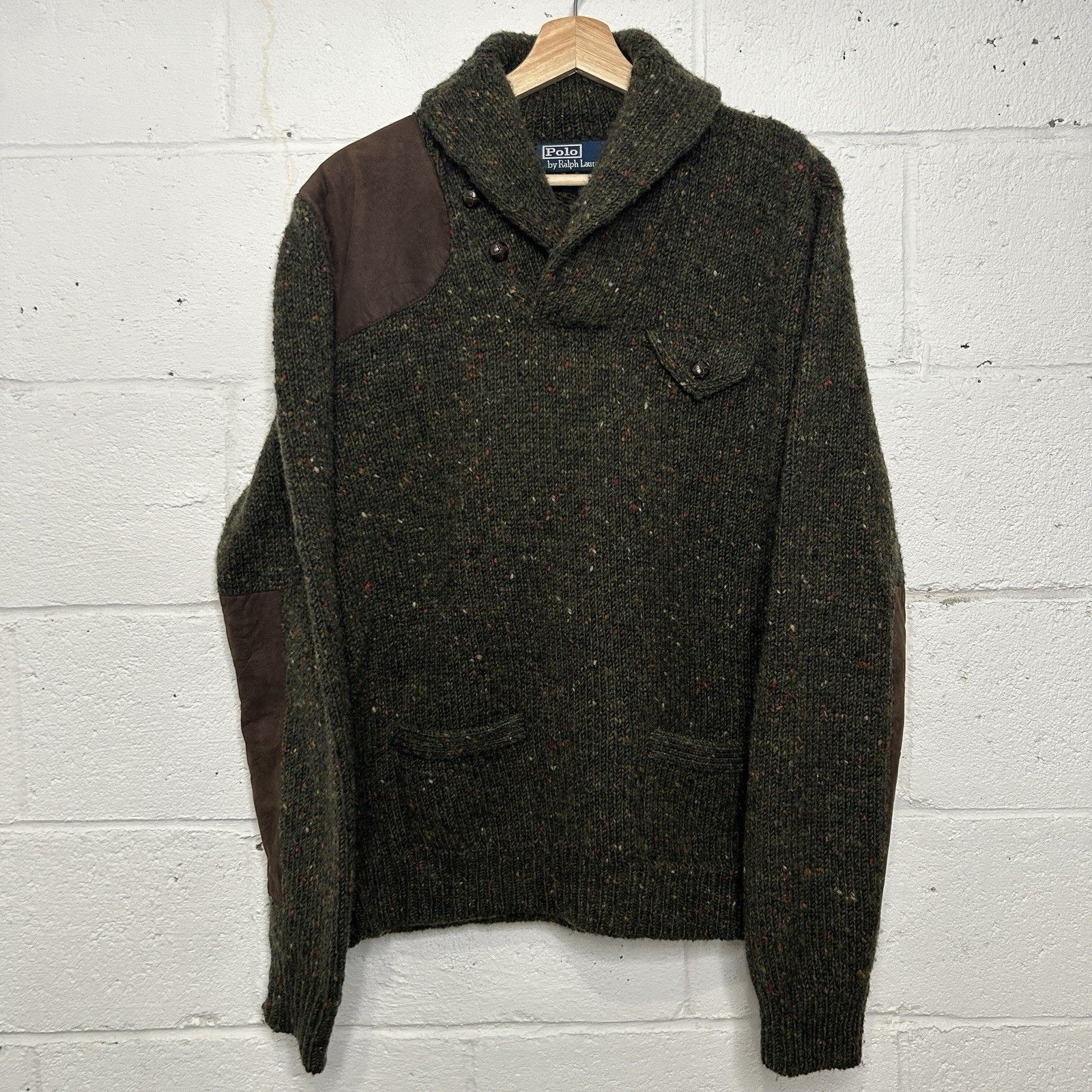 Polo Ralph Lauren Vintage Polo Ralph Lauren Wool Shawl-Collar Sweater "Green" Size US XL / EU 56 / 4 - 1 Thumbnail