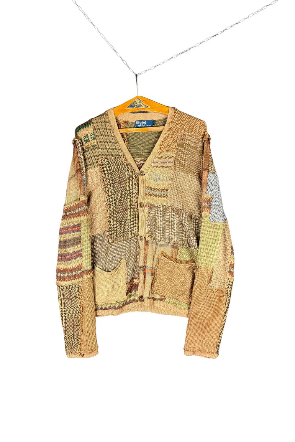 Polo Ralph Lauren ss05 Ralph Lauren Patchwork Tweed Cardigan – Early 2000s Size US L / EU 52-54 / 3 - 1 Thumbnail