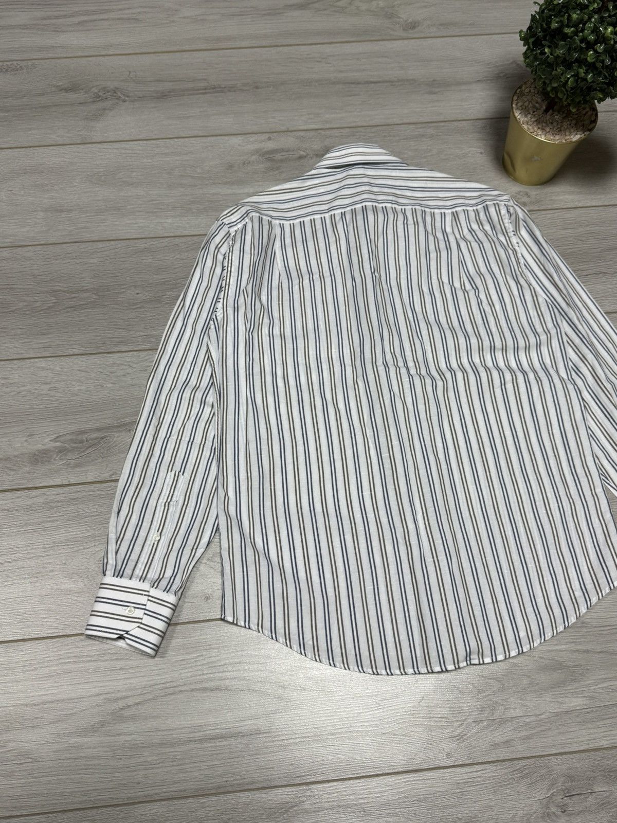Balmain Balmain linen shirt buttons up pocket B logo striped Size US M / EU 48-50 / 2 - 11 Thumbnail