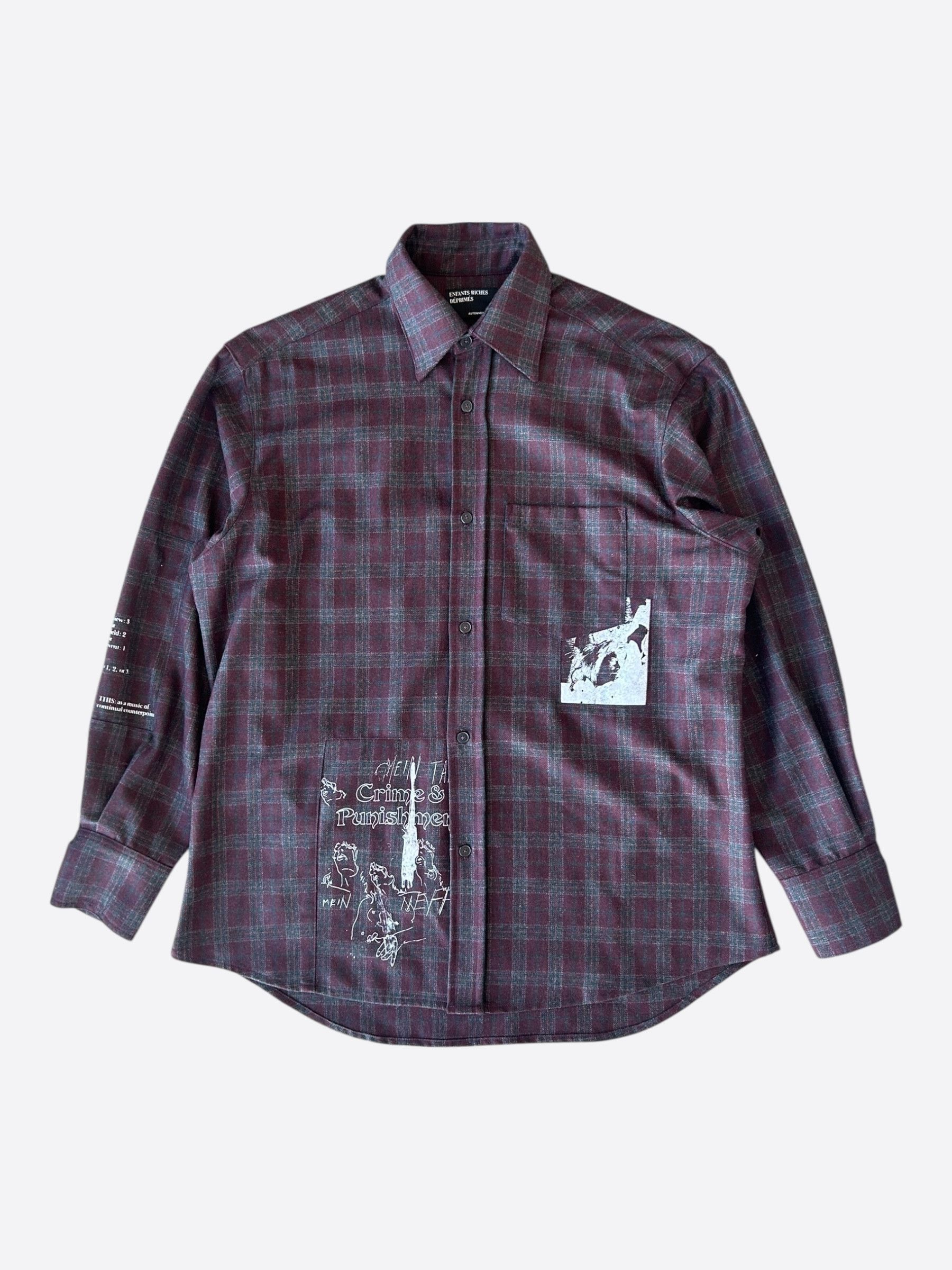 Enfants Riches Deprimes Red & Black Plaid Assemblage Patchwwork Flannel Shirt Size US XL / EU 56 / 4 - 1 Thumbnail