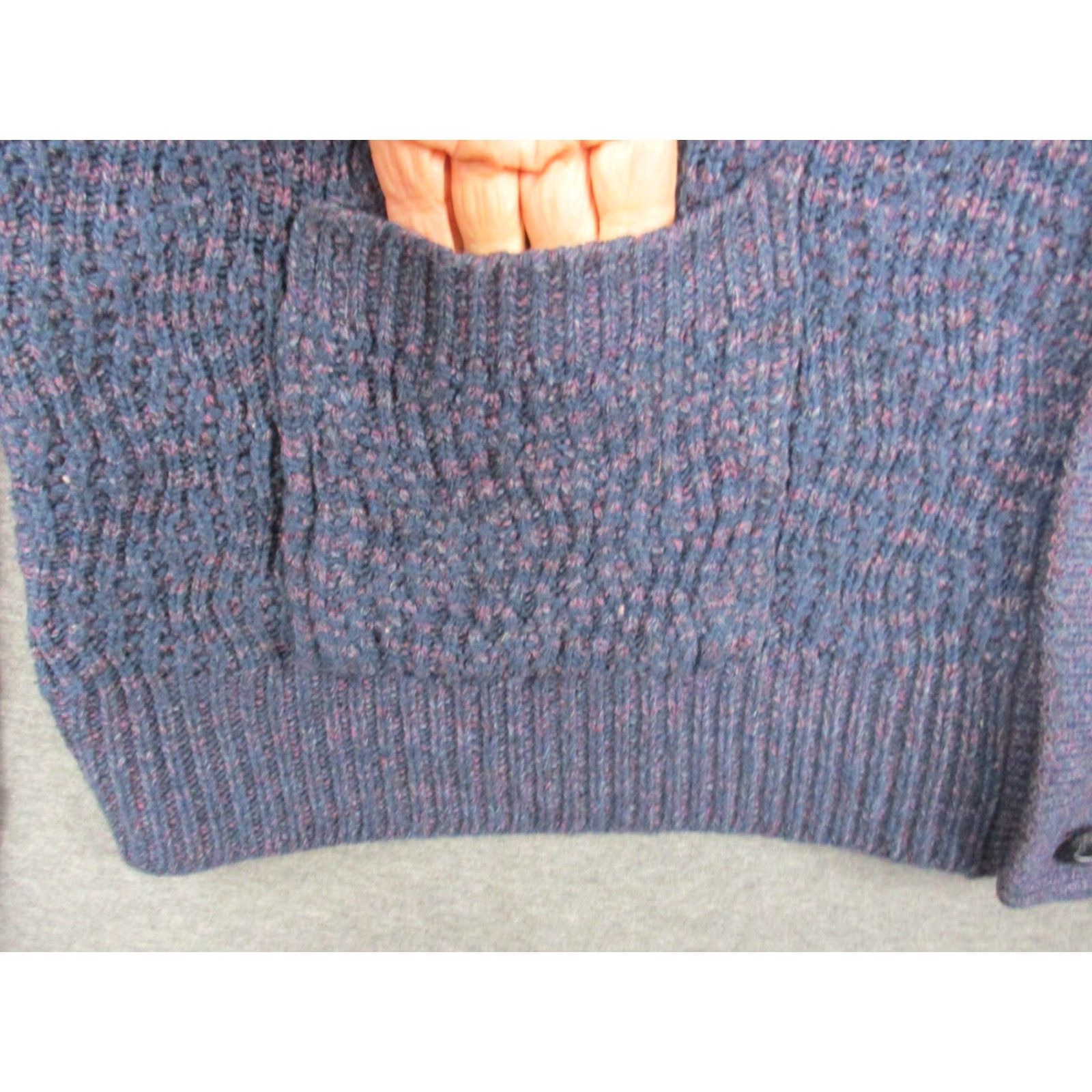 Vintage VINTAGE LL Bean Cardigan Sweater Men's Indigo Blue Organic Cotton Waffle Heavyweight Vtg Size US XL / EU 56 / 4 - 5 Thumbnail