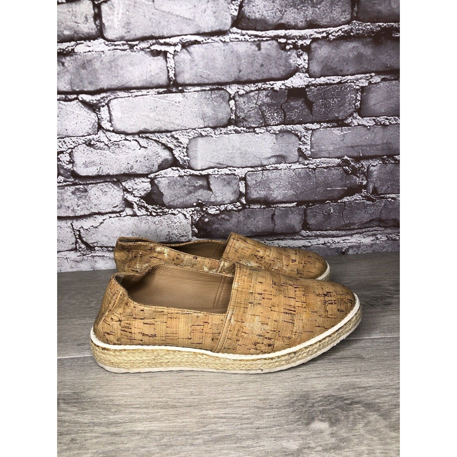 Trask TRASK Cork Tan Sparkle Star Espadrilles Slip On Shoes Women Size US 8 / IT 38 - 19 Thumbnail