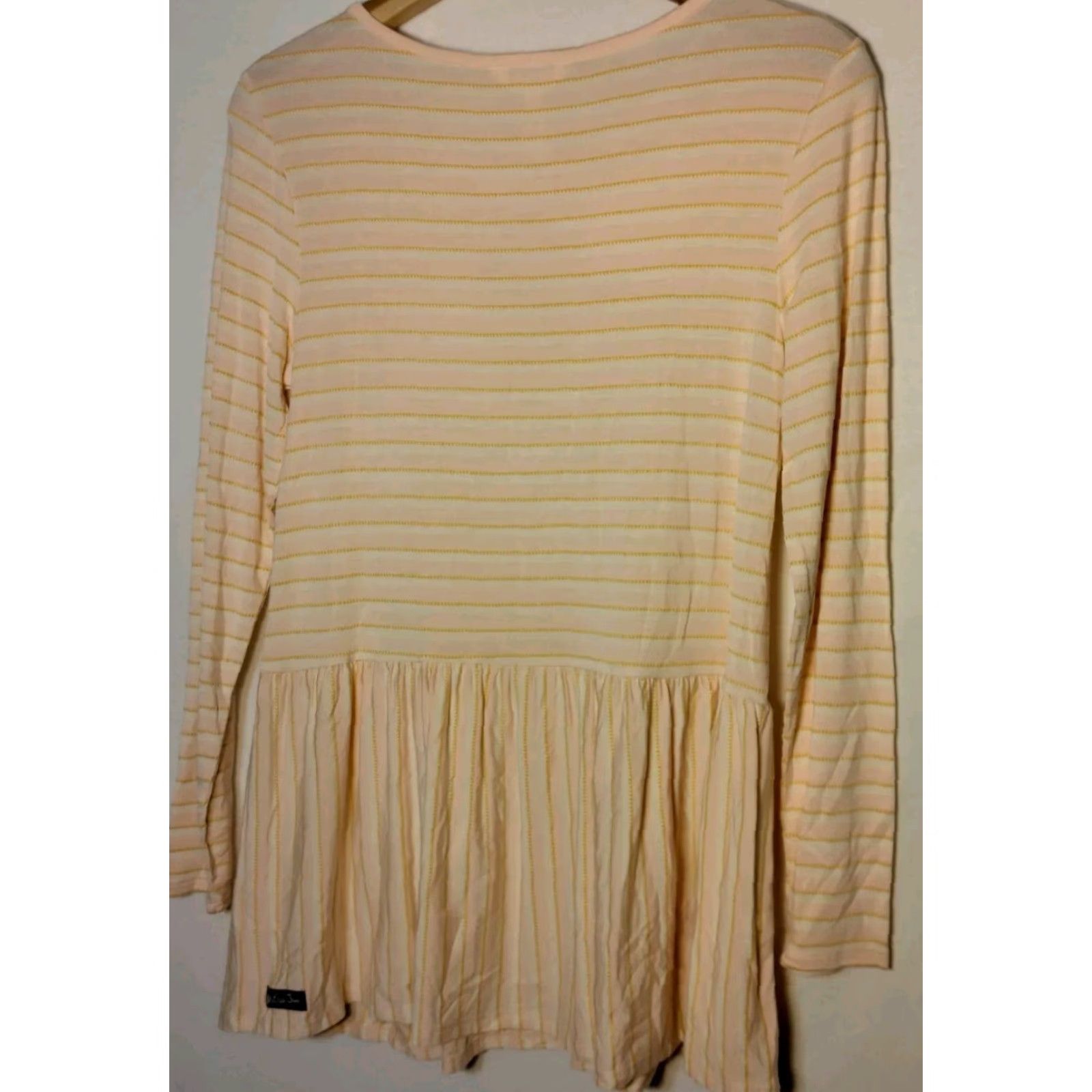 Vintage Matilda Jane Women's Long Sleeve Peplum Shirt S Pink Stripe Casual Knit Fall Spring Winter Size S / US 4 / IT 40 - 2 Thumbnail