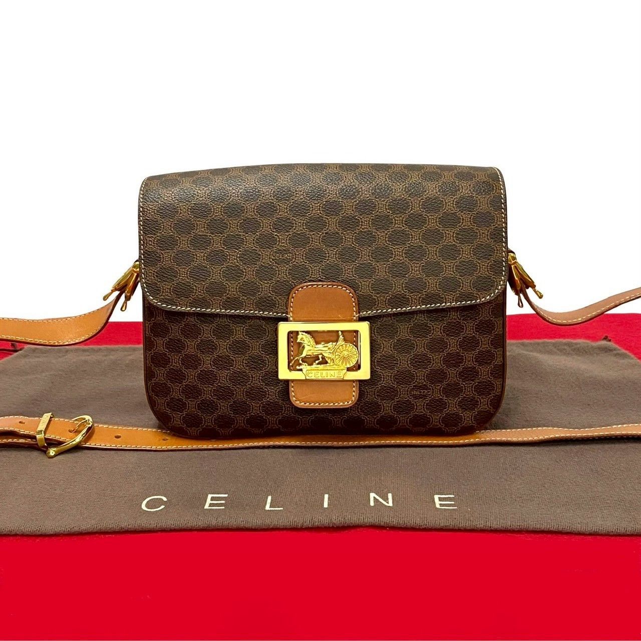 Celine Celine Macadam Blazon Trionphe Leather Shoulder Bag Leather Shoulder Bag in Brown, Women's
