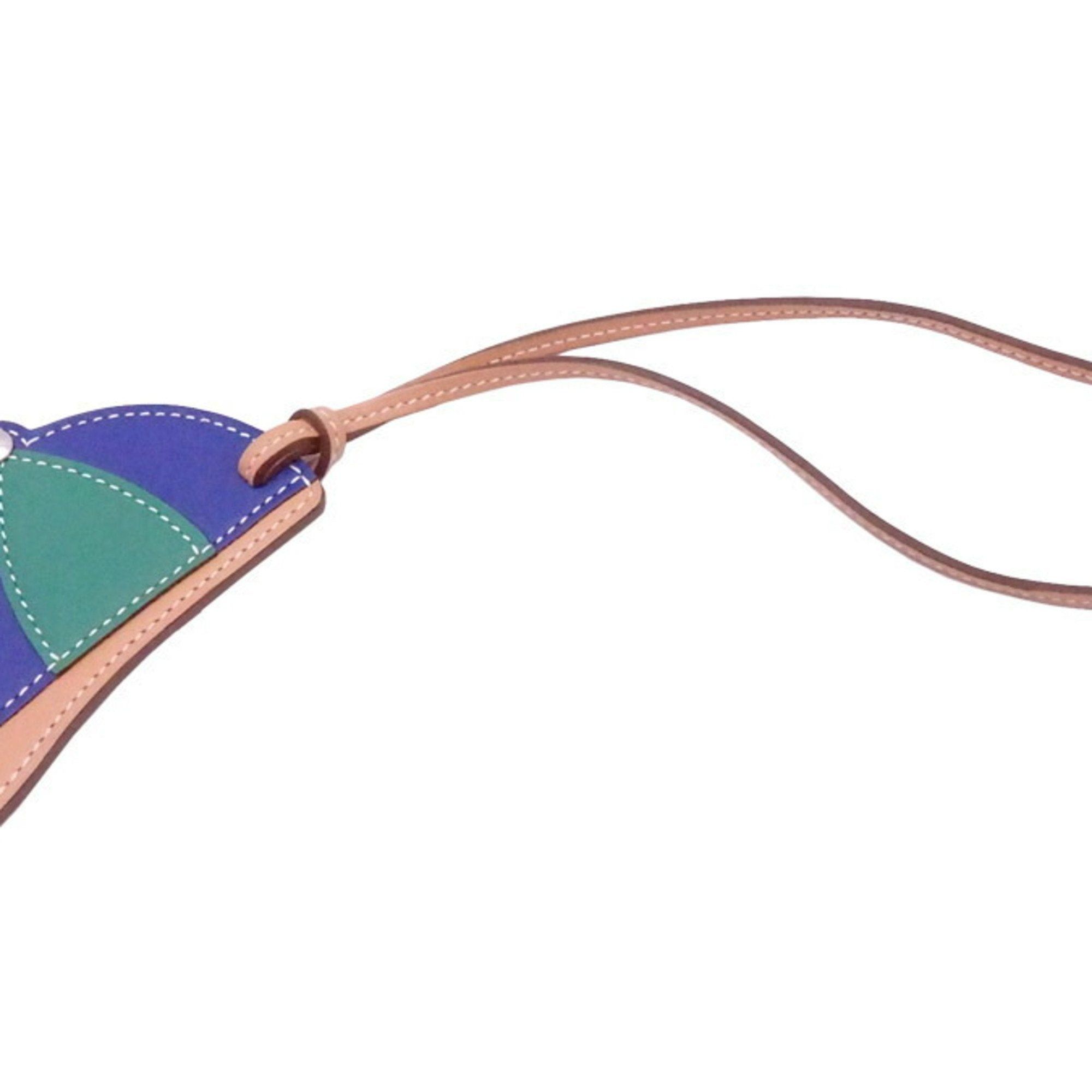 image of Hermes Charm Paddock Bomb Bag Leather Blue X Green Light Brown Unisex in Black, Women's