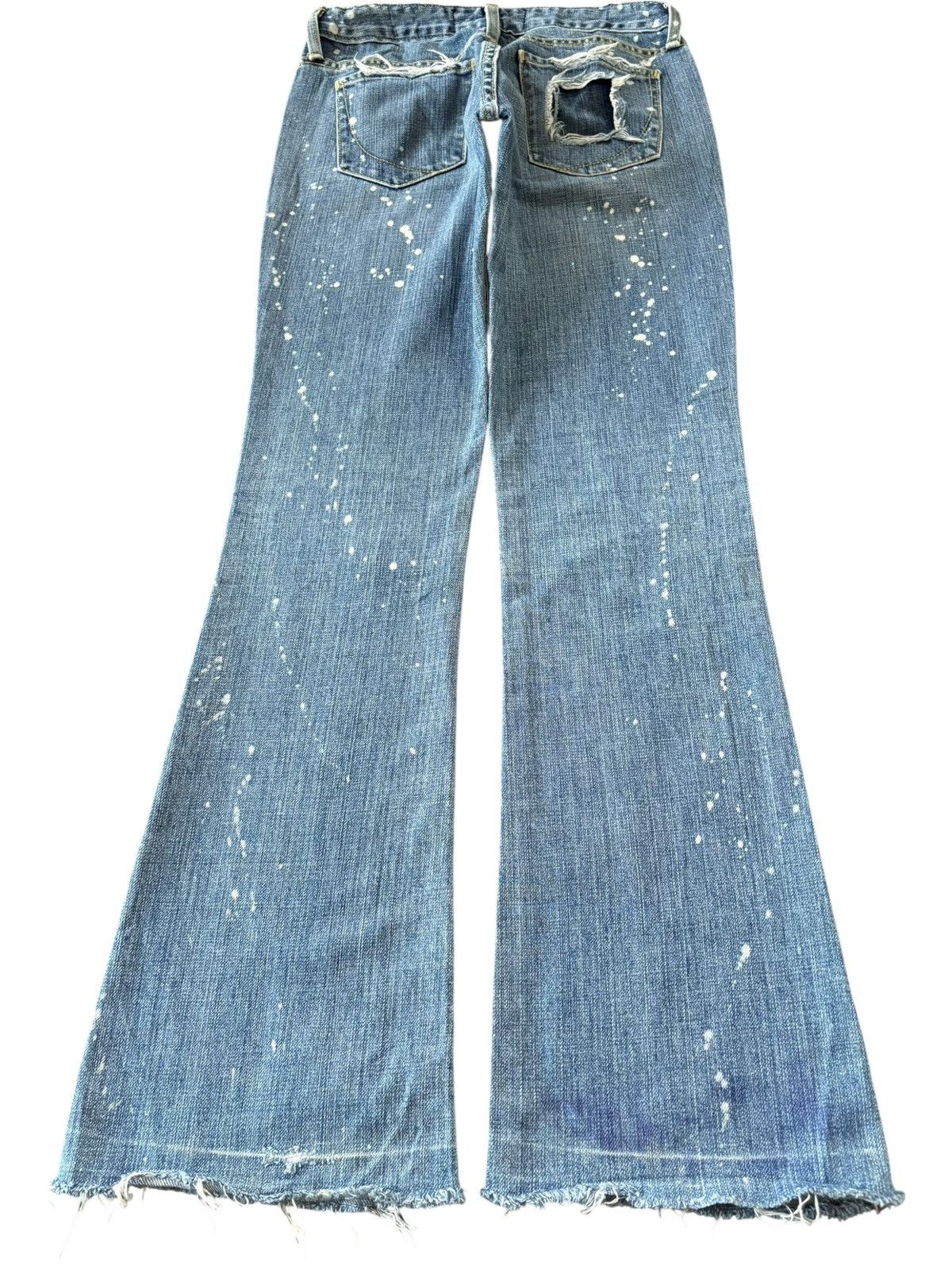 Paper Denim & Cloth Vintage Paper Denim Cloth Painted Distress Flare Jeans Size 27" / US 4 / IT 40 - 2 Thumbnail