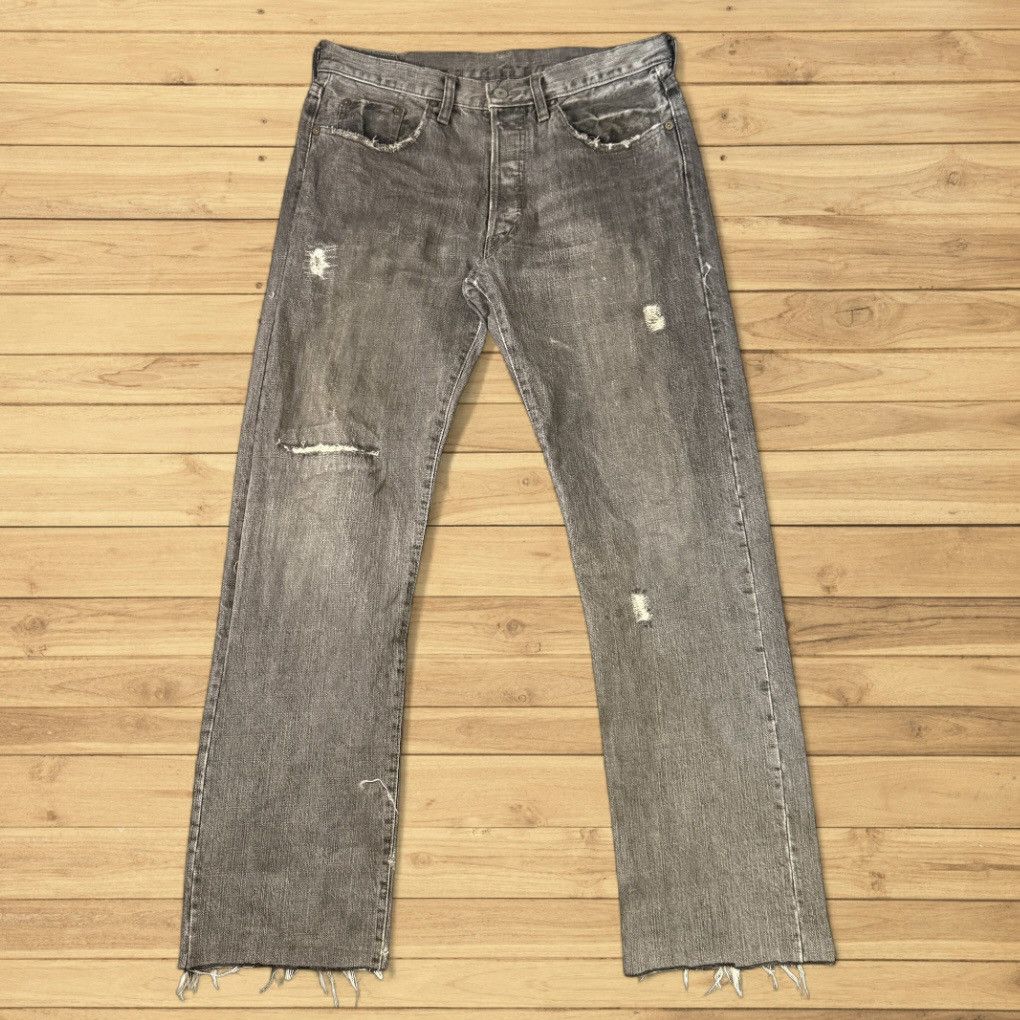 Studio D'Artisan Vintage Crazy Distressed Ripped Osaka Faded Indigo Denim Size US 33 - 1 Thumbnail