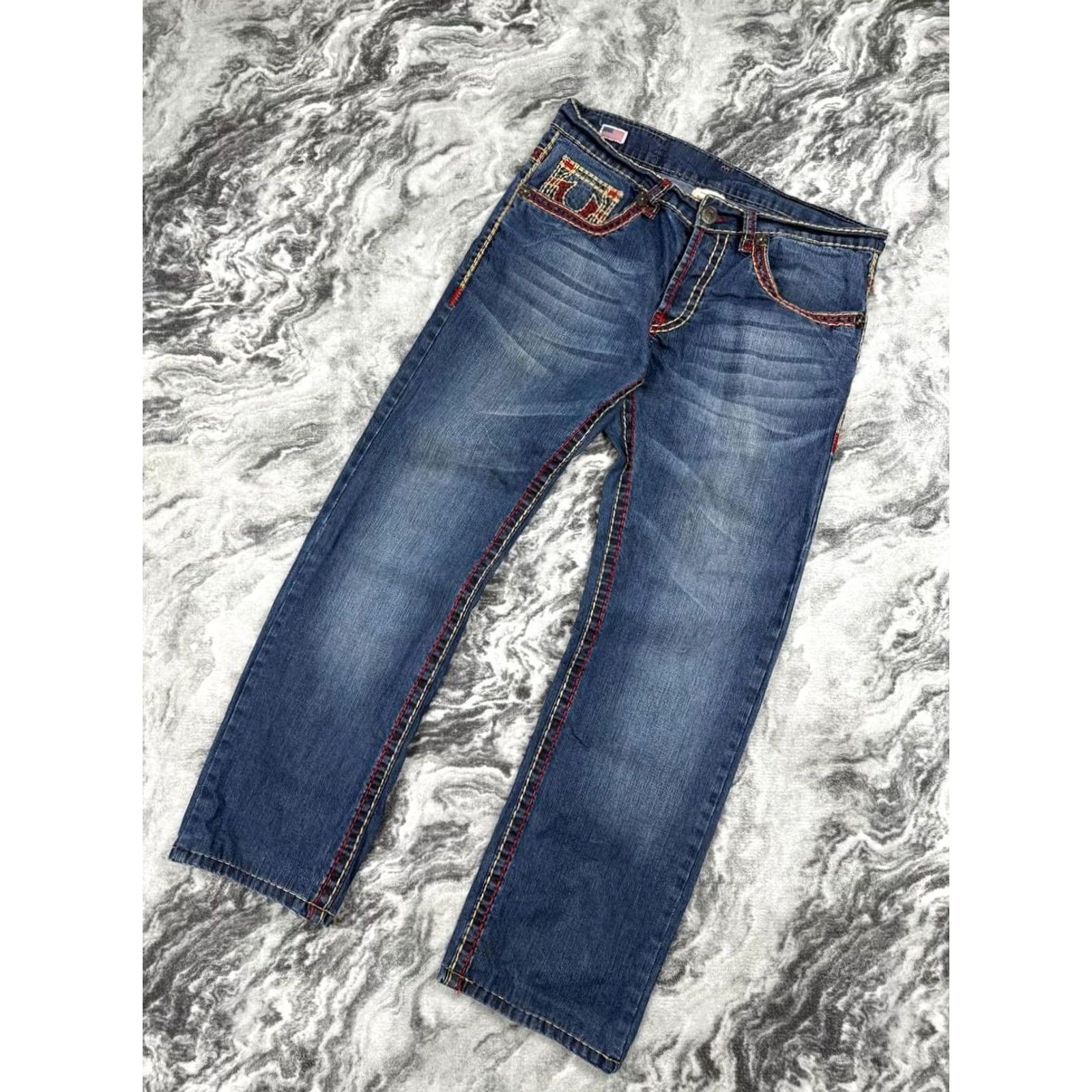 True Religion VINTAGE True Religion Rocco Denim Jeans Men 34x34 Blue 5-Pocket Straight Long Rise 10-12in Logo Pattern Solid Jeans Baggy Size US 34 / EU 50 - 5 Thumbnail