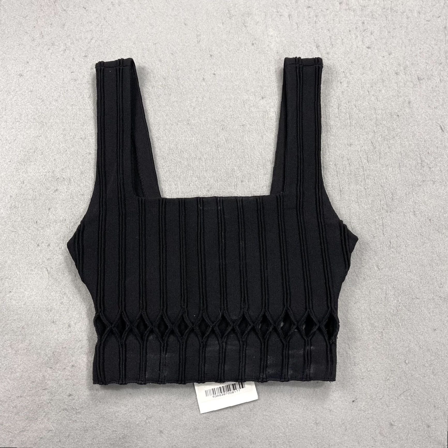 Aje Aje Ney Diamond Cut Out Knit Crop Tank Womens XS Black Square Neck Top Size XS / US 0-2 / IT 36-38 - 7 Thumbnail