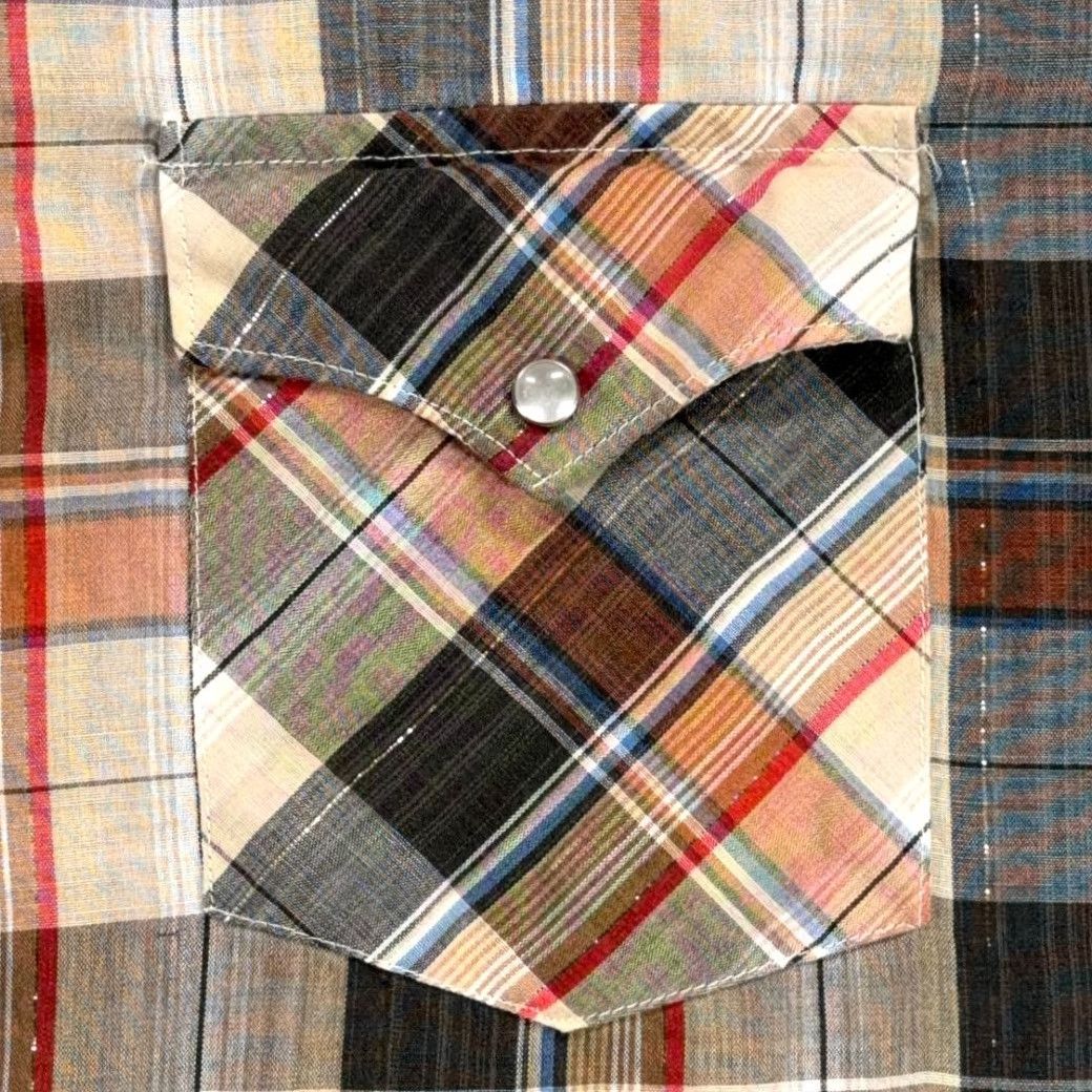 Rails VINTAGE Canyon Trails Western Shirt Adults Medium Brown Plaid Pearl Snap 70s Cowboys Mens Size US M / EU 48-50 / 2 - 4 Thumbnail