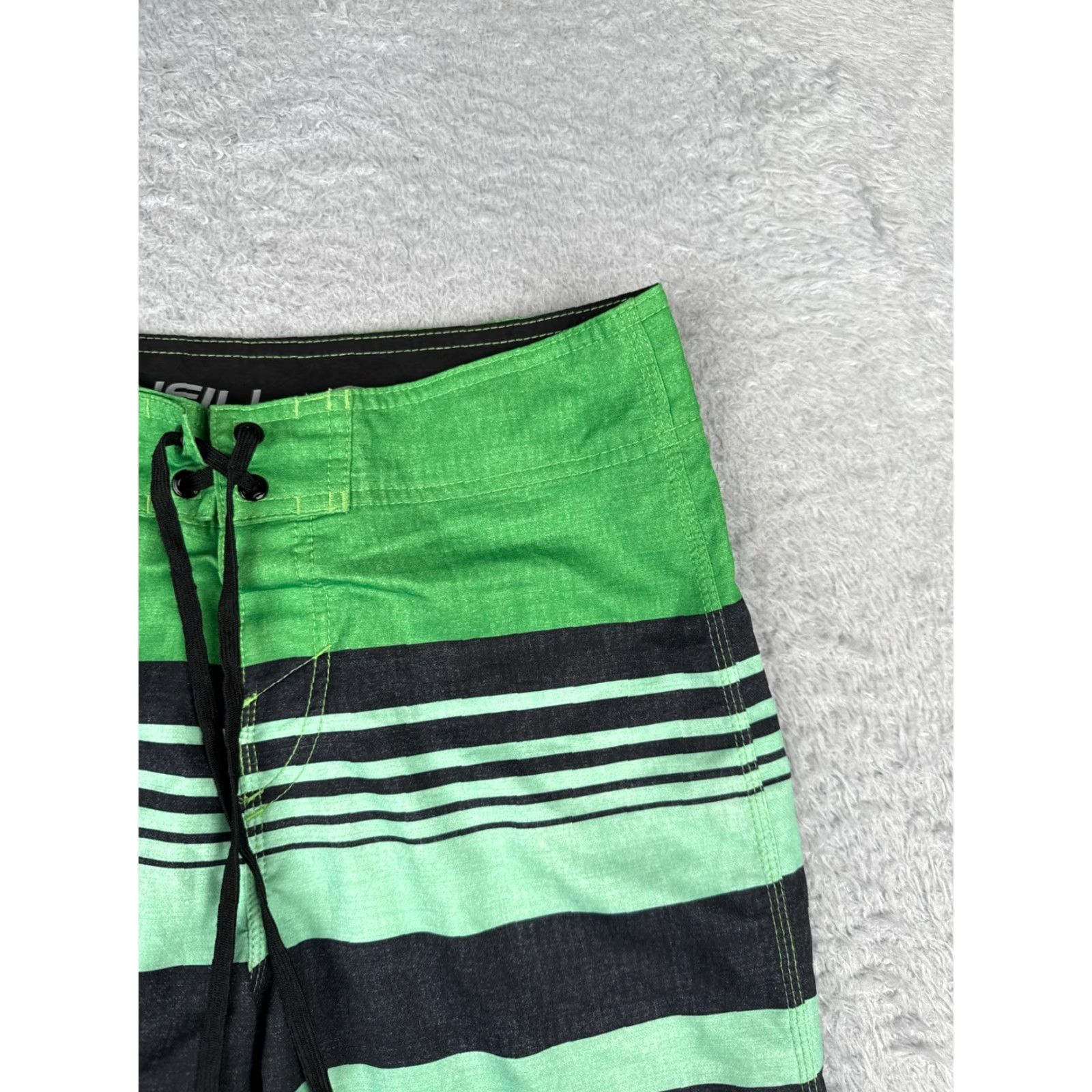 O'Neill O'Neill Board Shorts Mens 28 Green Stripe Polyester Blend 28x10 Trunks Swim Bottoms Beach Pockets Size US 28 / EU 44 - 5 Thumbnail