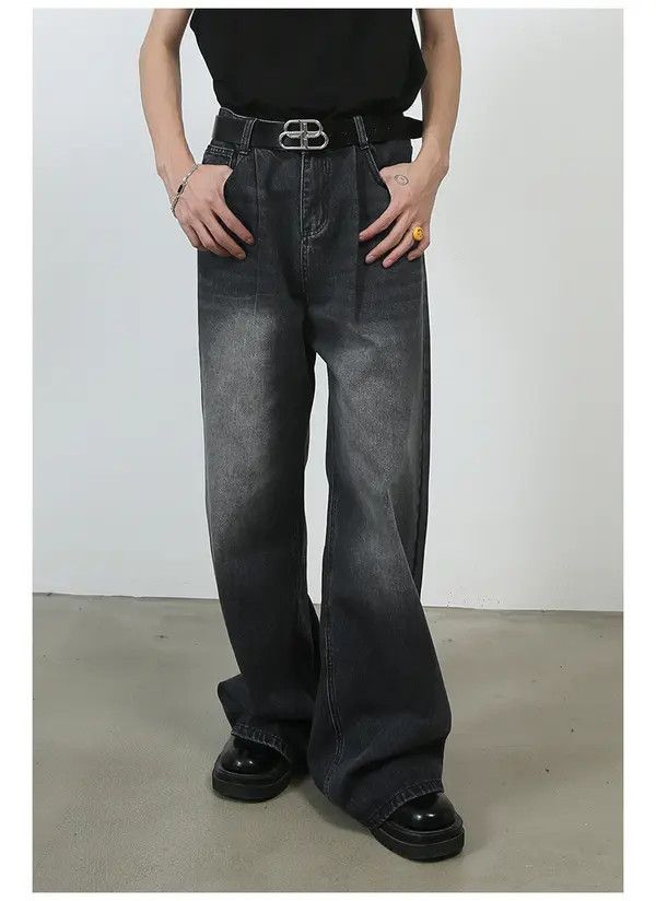 Japanese Brand Men's vintage mid-rise washed loose straight jeans Size US 32 / EU 48 - 2 Thumbnail