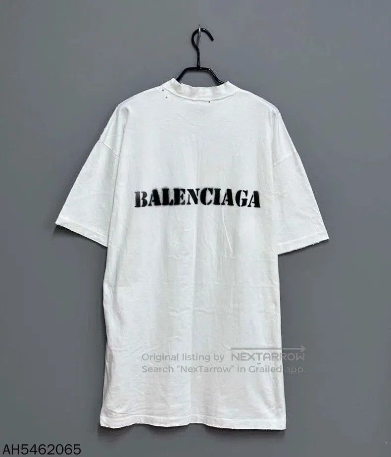Balenciaga Balenciaga White Blur Logo Short Sleeve. Size US XXL / EU 58 / 5 - 3 Thumbnail