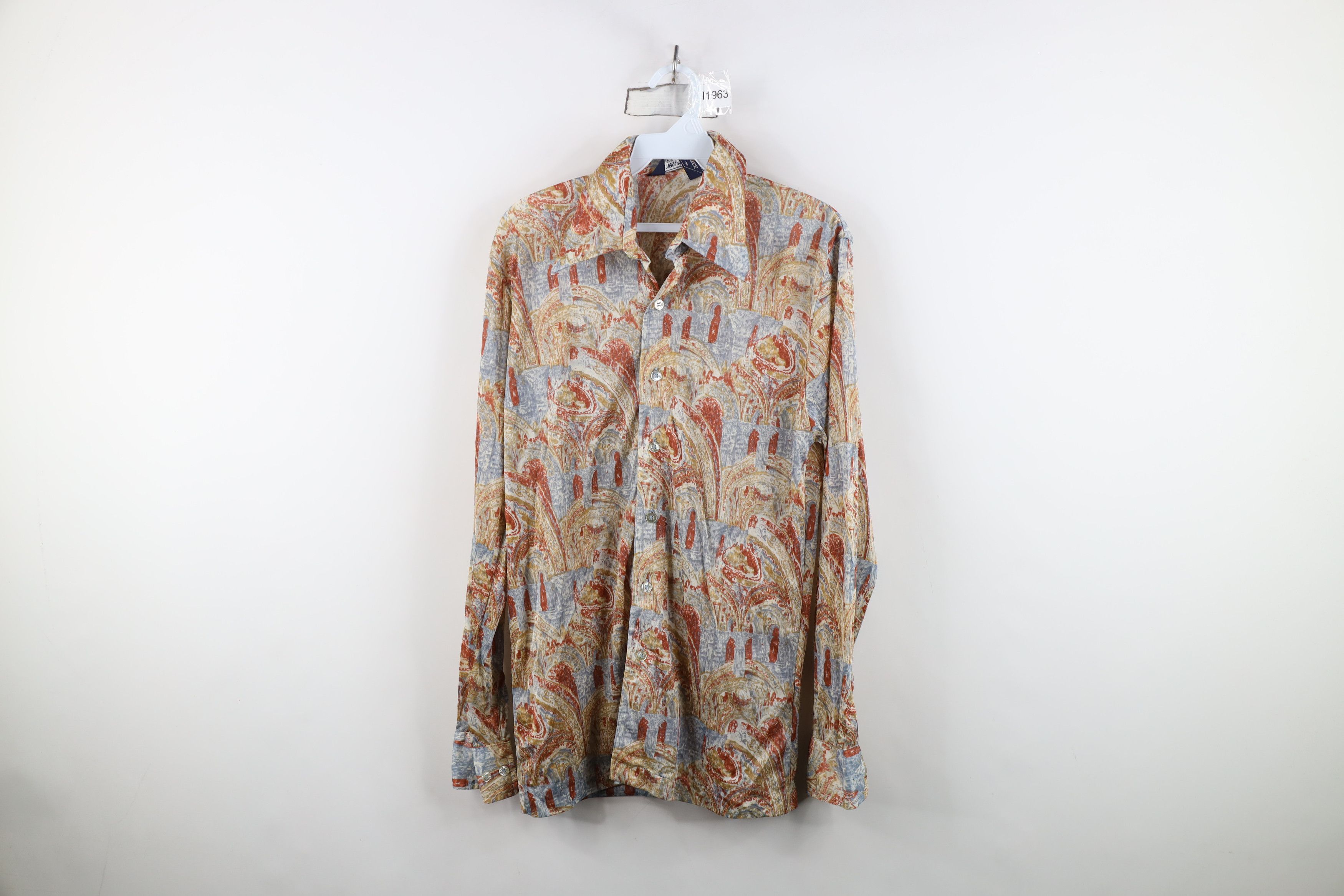 Vintage Vintage 70s Streetwear Psychedelic Knit Button Shirt USA Size US M / EU 48-50 / 2 - 1 Thumbnail