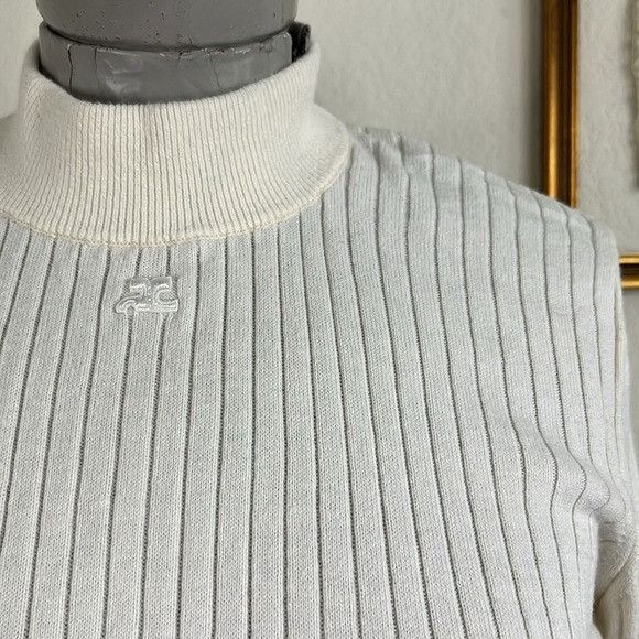 Courreges Courrèges High Neck Knitted Ribbed Patch Logo Jumper Sweater Size L / US 10 / IT 46 - 1 Thumbnail