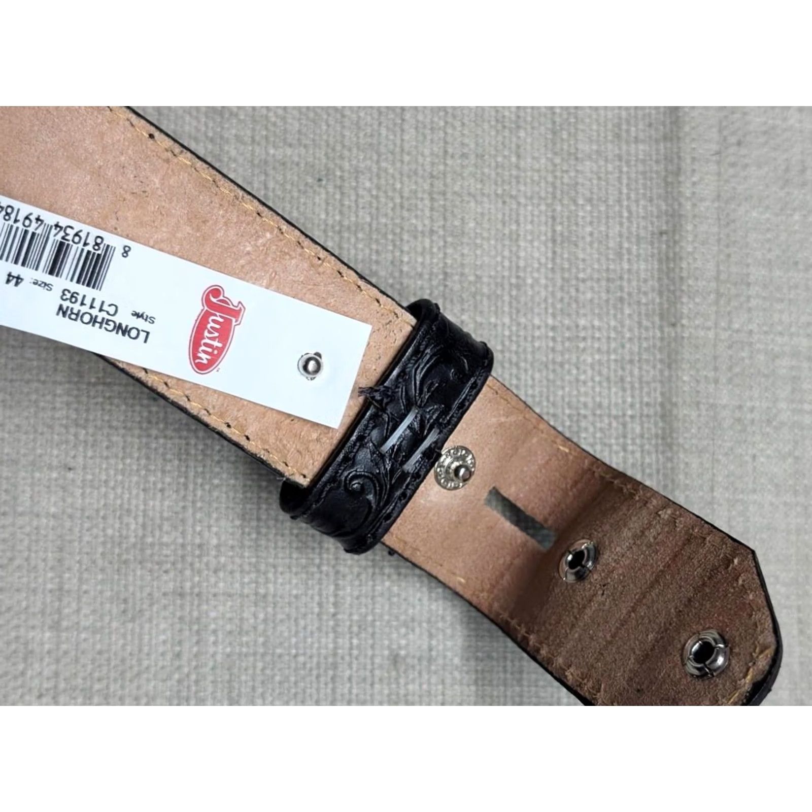 Vintage VINTAGE Justin belt Western Belt 1-1/2" black floral tooled cowhide leather Made in USA 44 Mens Size 44 - 5 Thumbnail