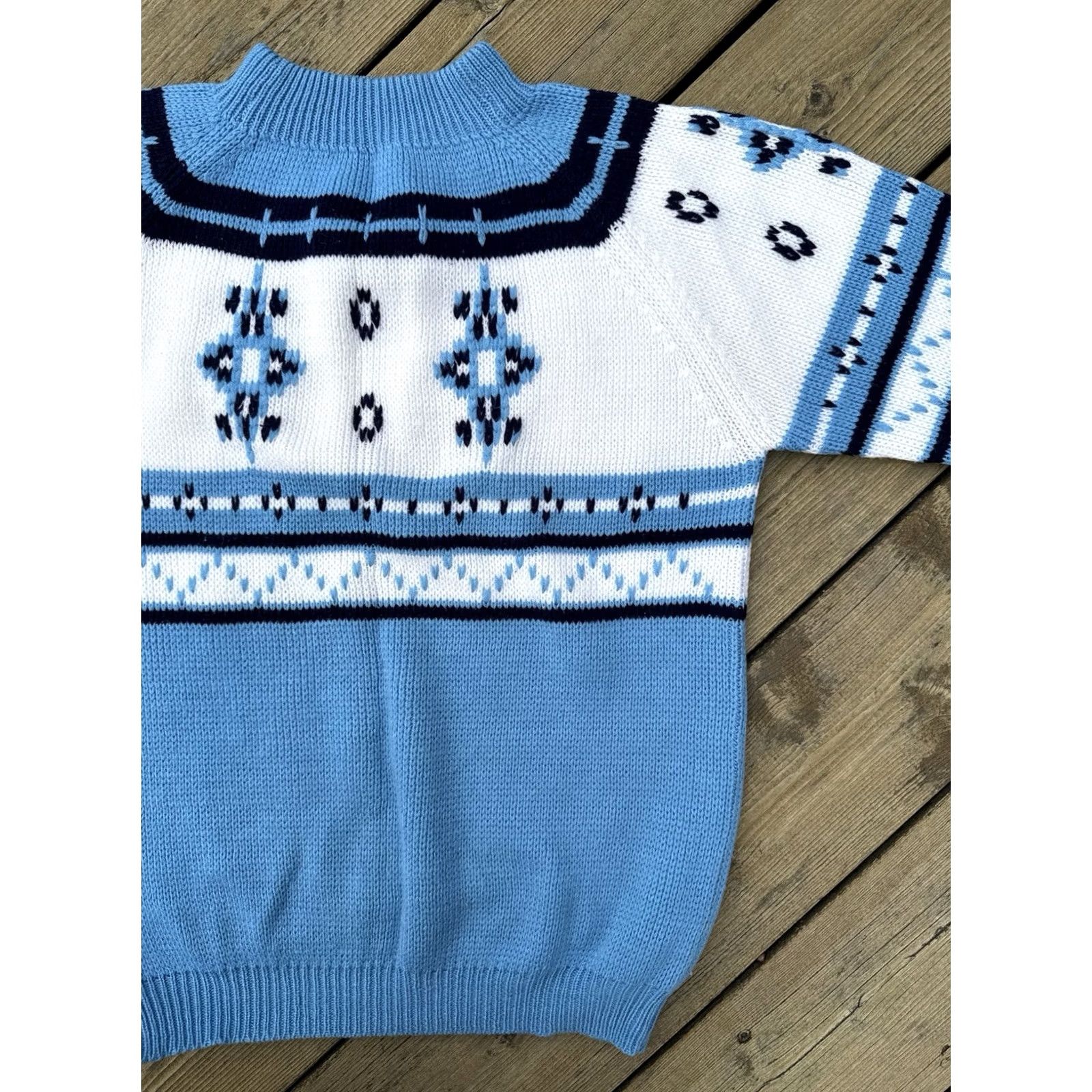 Vintage VINTAGE Nordic Sweater Blue White Ski Fair Isle Knit Womens S Size S / US 4 / IT 40 - 3 Thumbnail