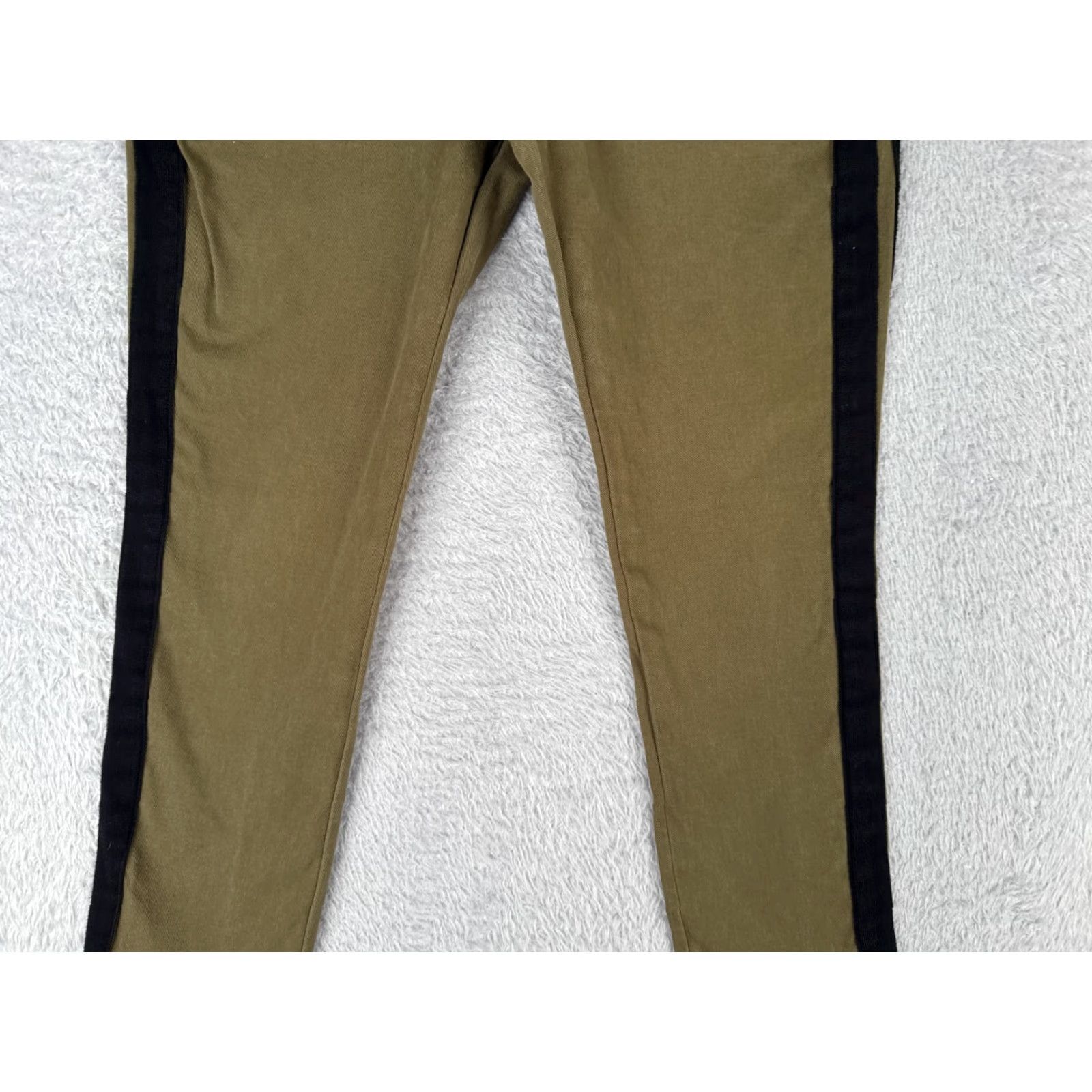 Vintage PAM & GELA Jeans Womens 24 Army Green Straight Pants 27x25 Low Rise 5-Pocket Denim Stretch Vintage No Size 42" / US 20 - 3 Thumbnail