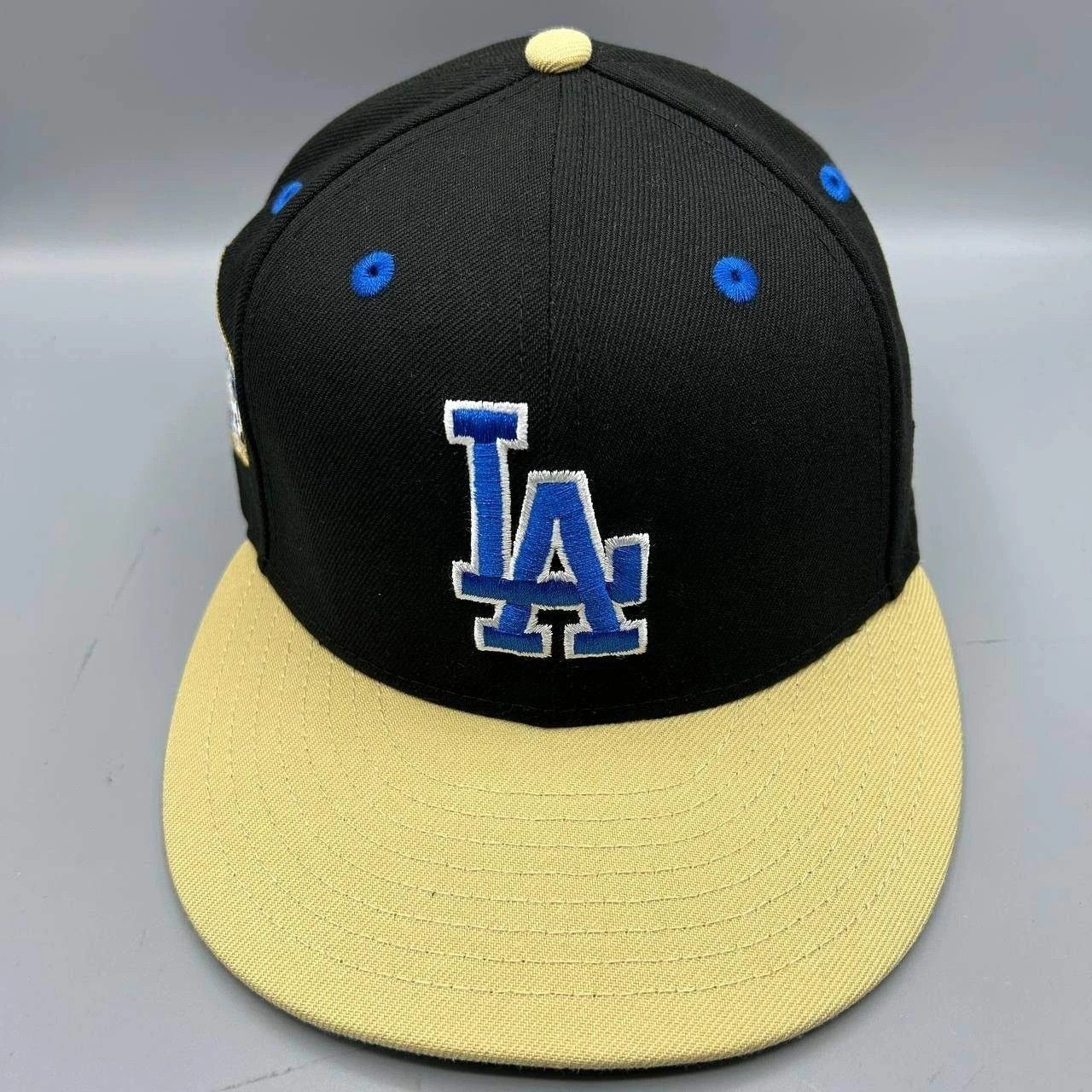 New Era Los Angeles LA Dodgers Hat Men 7 3/8 Black Yellow MLB Fitted Size ONE SIZE - 1 Thumbnail