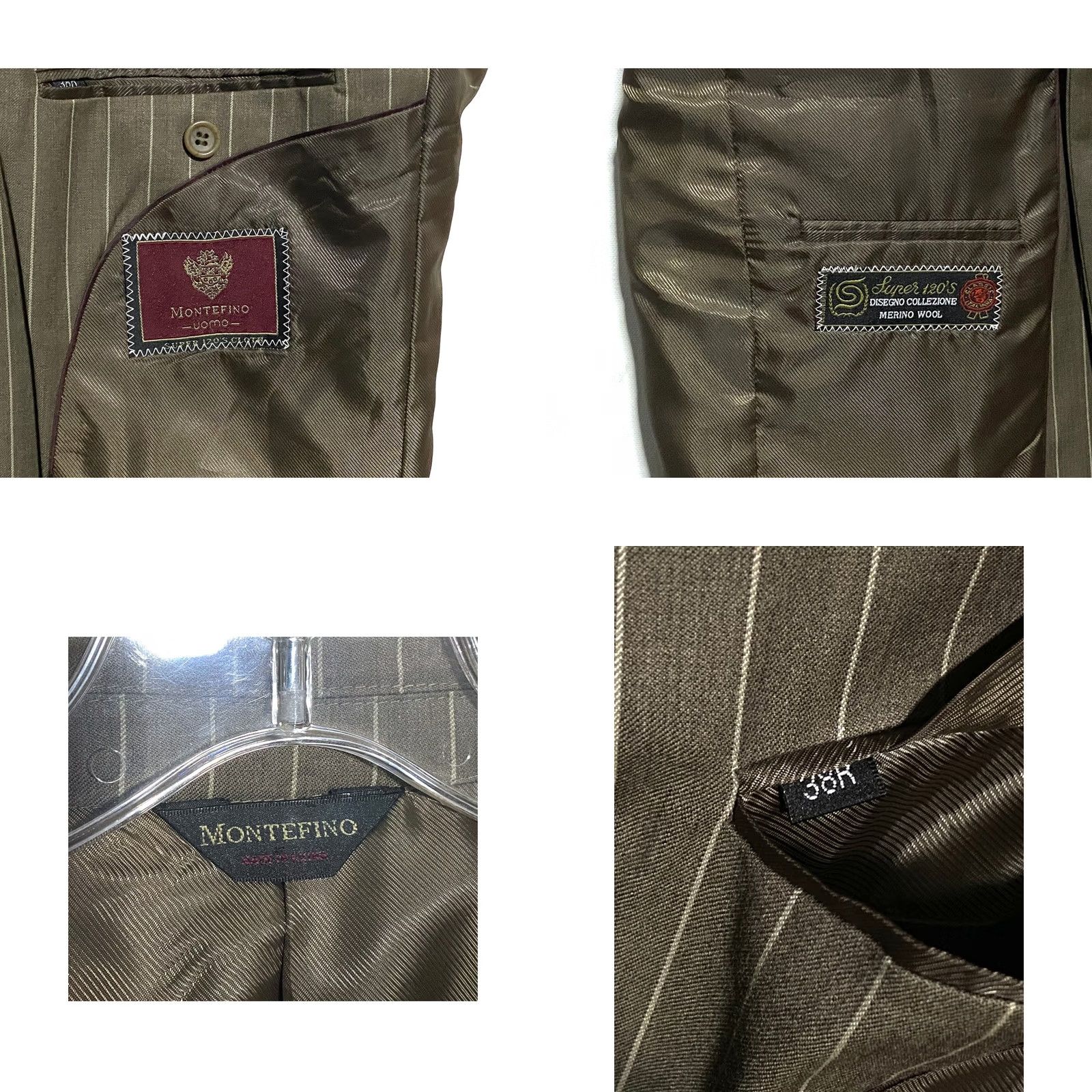 Vintage Montefino Uomo Super 120s Pinstripe Blazer Suit Jacket Men Brown Size 38R - 8 Thumbnail