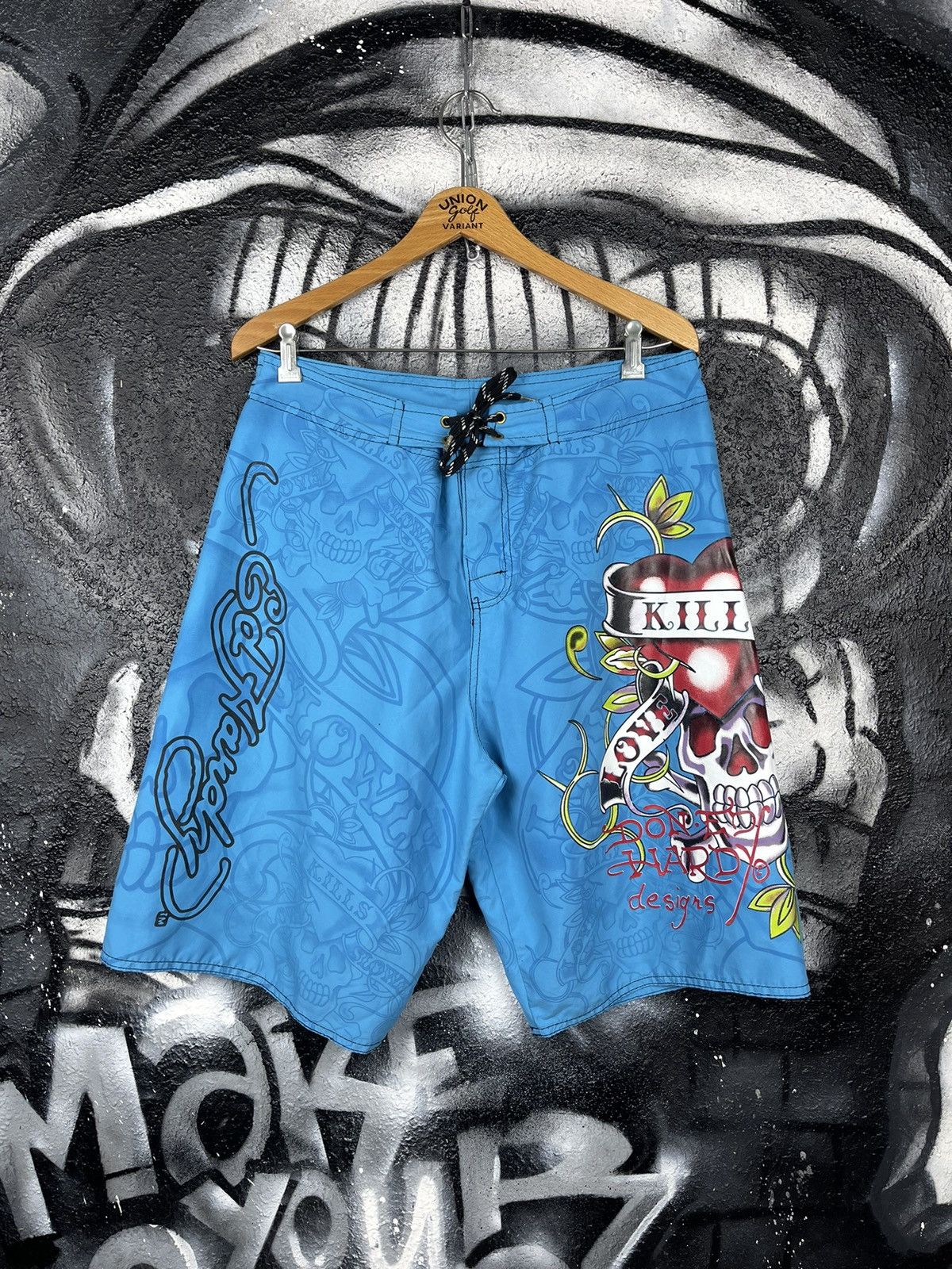 Ed Hardy × Vintage Ed Hardy Skull Logo Shorts Men’s Size L Size US 33 - 2 Thumbnail