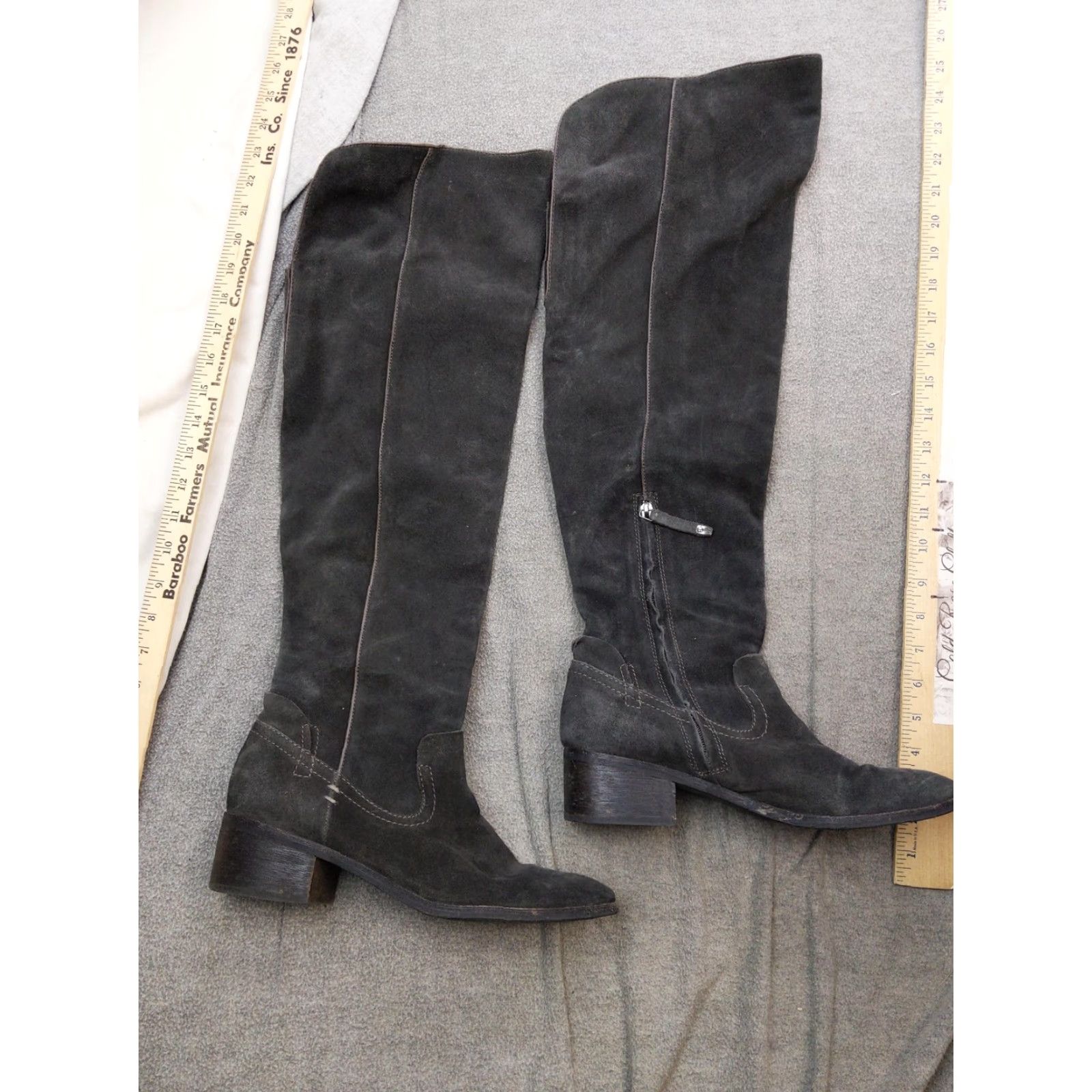 Dolce Vita Dolce Vita Boots Womens Size 10 Gray Suede Over the Knee Riding Block Heel Zip Size US 10 / IT 40 - 3 Thumbnail