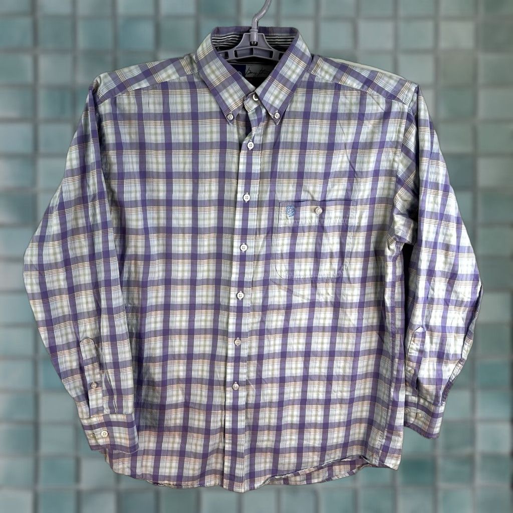 Wrangler VINTAGE Wrangler George Strait Cowboy Cut Button-Up Plaid Shirt Adult Large Purple Casual Workwear Mens Size US L / EU 52-54 / 3 - 1 Thumbnail