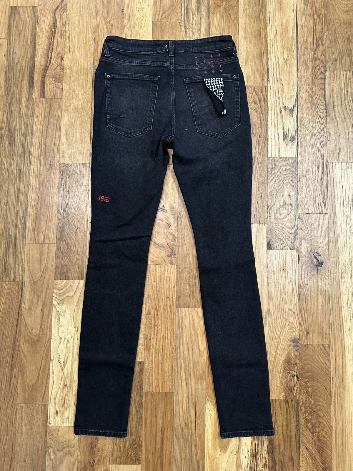 Ksubi Ksubi Red Stitched Patch Black Denim Jeans Size 31 Size US 31 - 2 Thumbnail