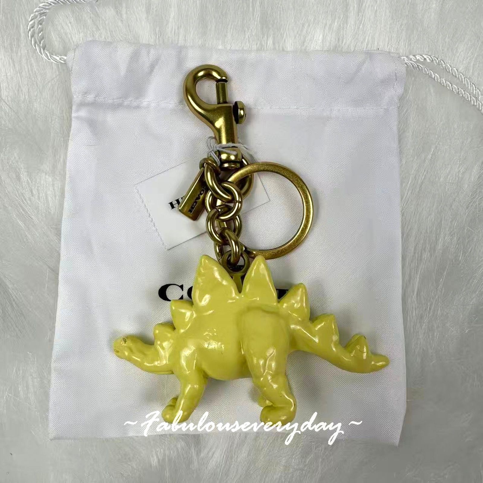 Coach COACH Stegosaurus Charm Key Ring FOB Enamel Brass/Yellow Size ONE SIZE - 1 Thumbnail