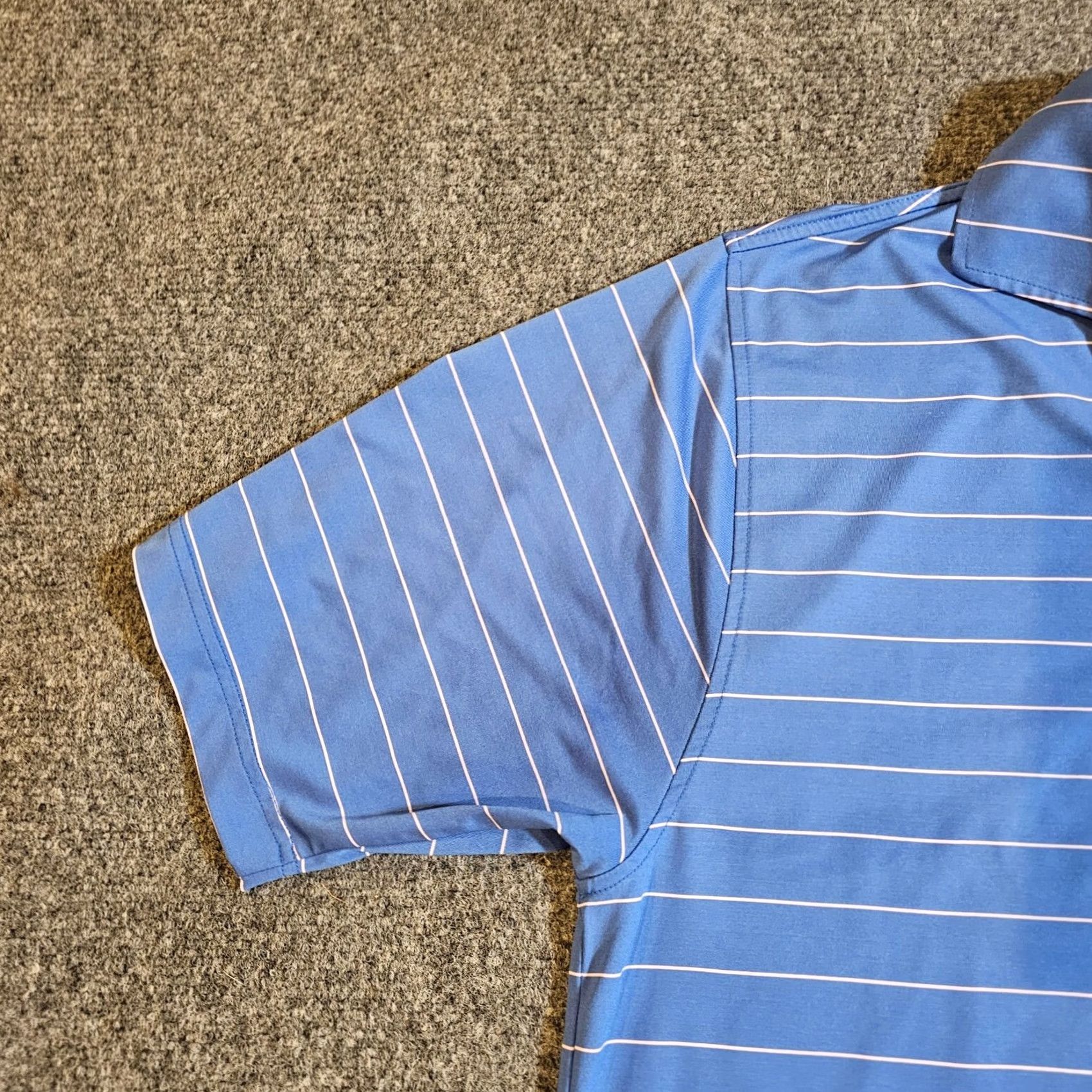 Vintage Fennec Shirt Mens Medium Blue Striped Golf Polo Short Sleeve Performance Casual Size US M / EU 48-50 / 2 - 4 Thumbnail