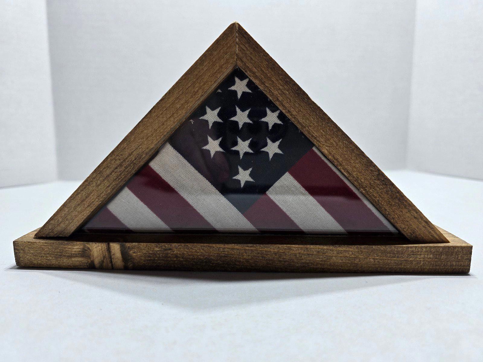 Homemade Handmade: Wooden Mini USA Flag Display Case: 6 x 6 x 8.5 Size ONE SIZE - 1 Thumbnail