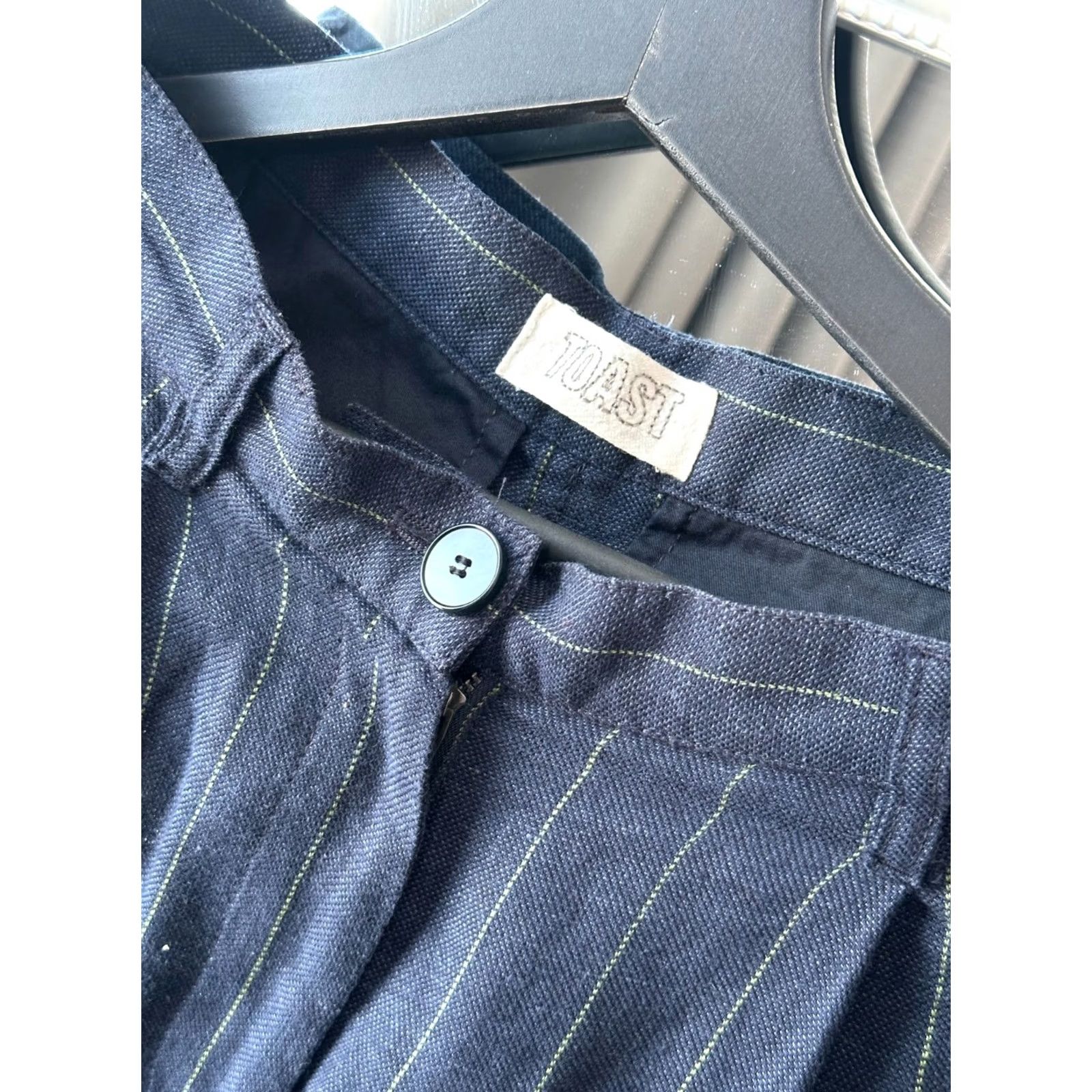 Vintage TOAST Vest & Shorts Set Womens Size 10 Navy Blue Pinstripe Linen Wool 50/50 Vintage Size 32" / US 10 / IT 46 - 6 Thumbnail