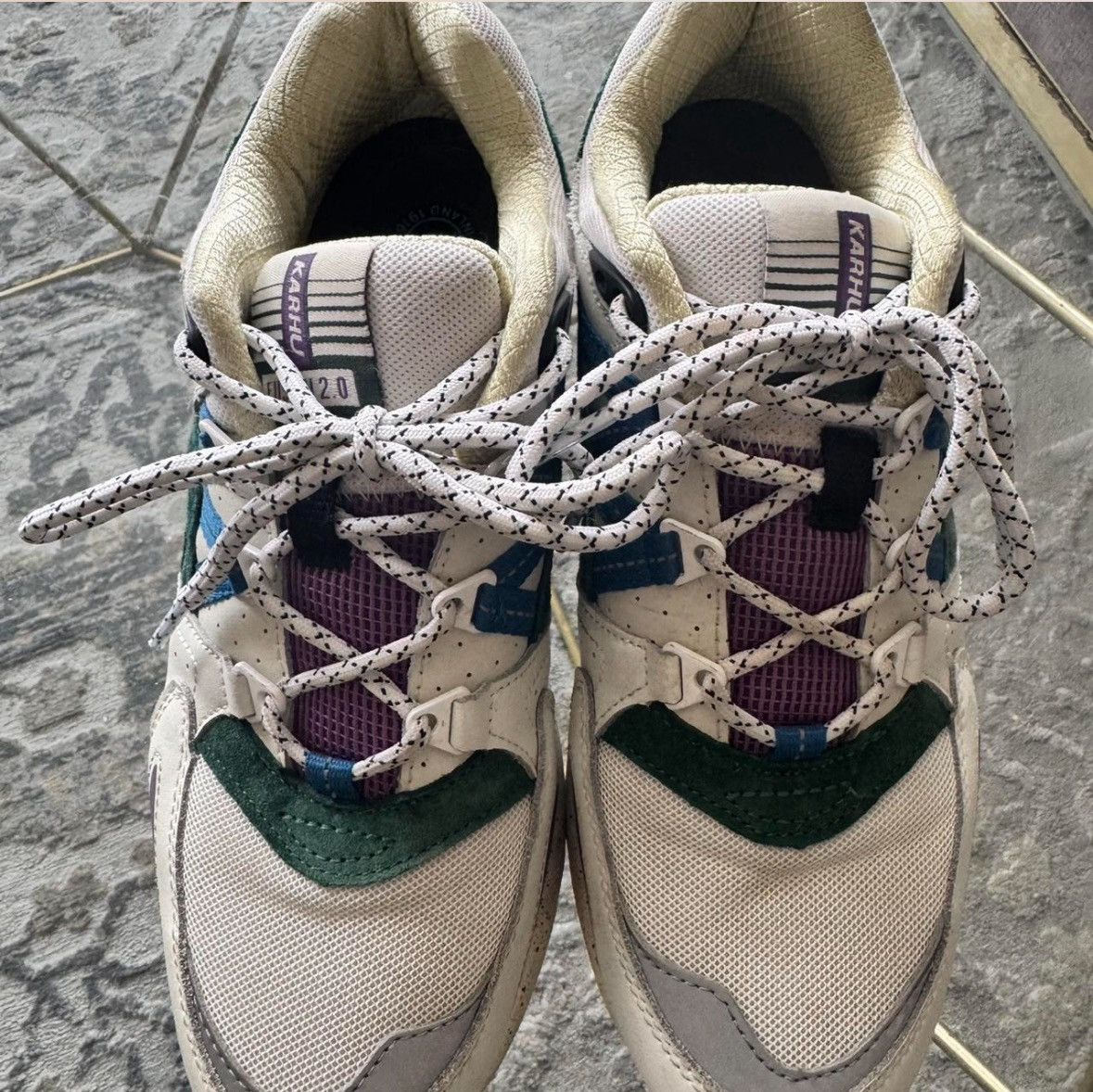 Karhu Karhu Fusion 2.0 Sneakers - White/Green/Purple Retro Runner Size US 8 / EU 41 - 2 Thumbnail