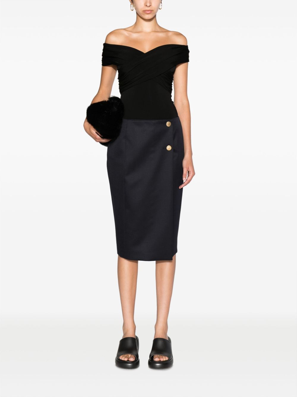 Givenchy o1srvl11e1124 Portefeuille Skirt in Navy Size 24" / US 00 / IT 34 - 2 Thumbnail