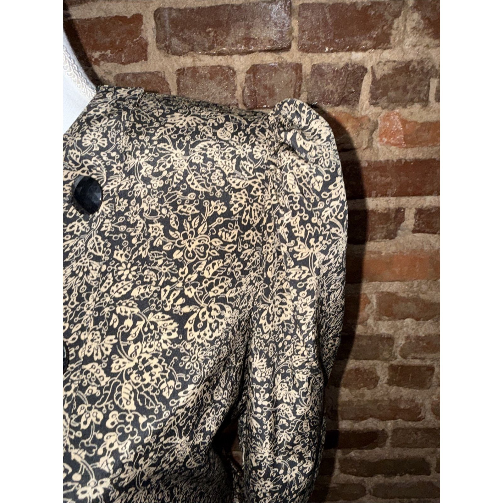 Other 100% Silk Vintage Dark Floral Y2K Peplum Puff sleeve cottage Size L / US 10 / IT 46 - 4 Thumbnail
