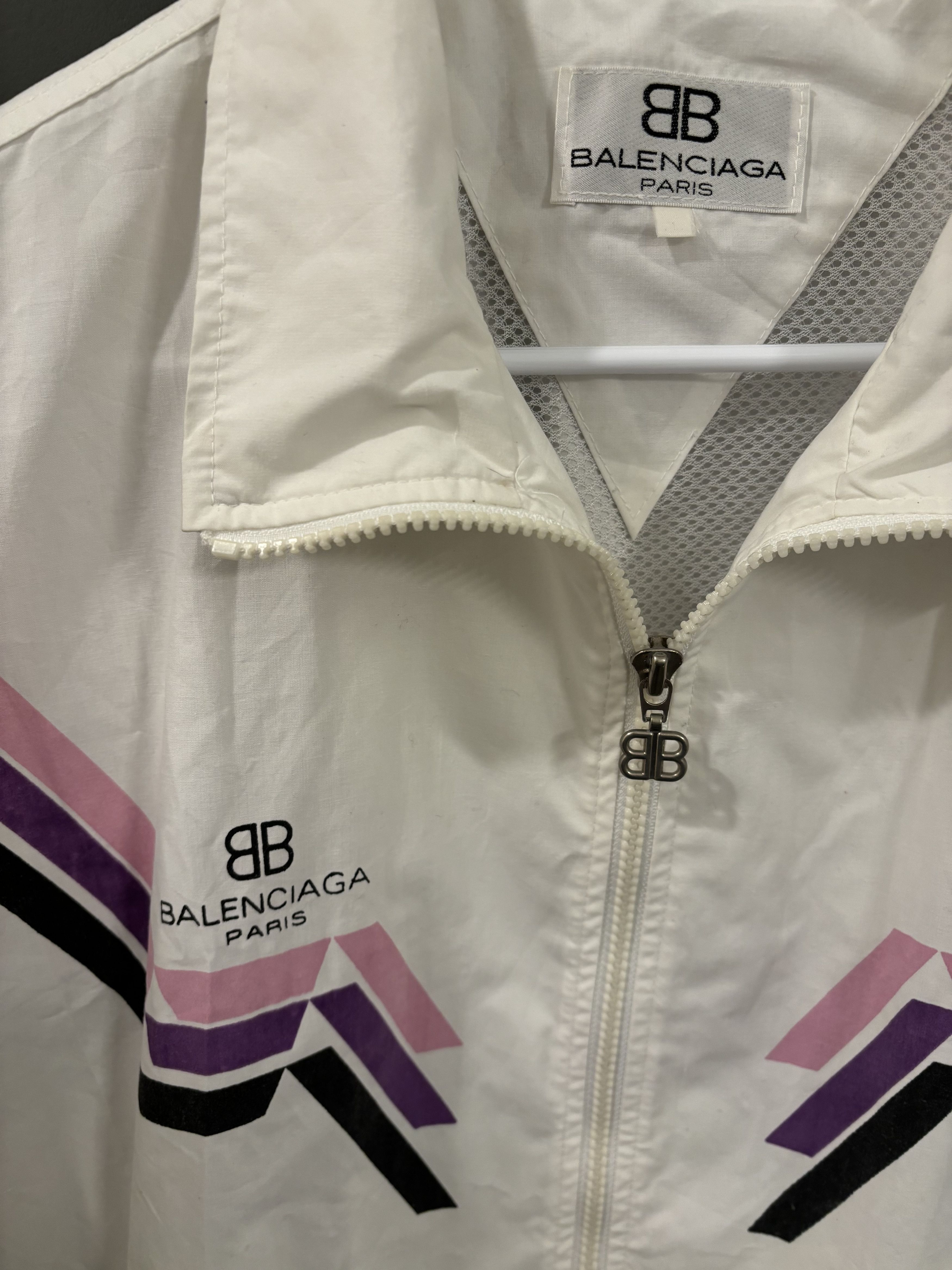 Balenciaga 1980s Balenciaga White Track Jacket Size US M / EU 48-50 / 2 - 4 Thumbnail